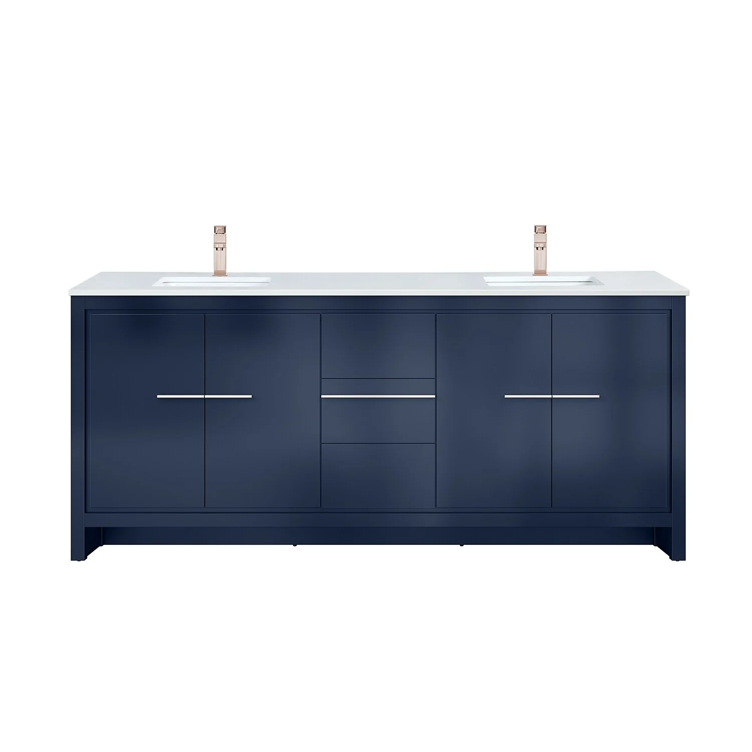 Lafarre Bath Vanity Cultured Marble Top, Sink and Rose Gold Faucet