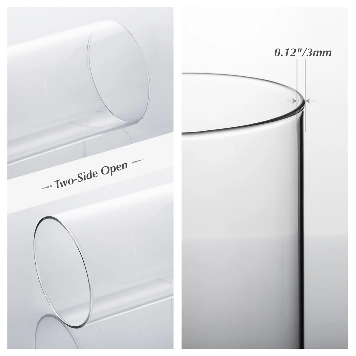 Clear Glass Cylinder Hurricane Chimney Tube, Candle Cover - 1 Piece