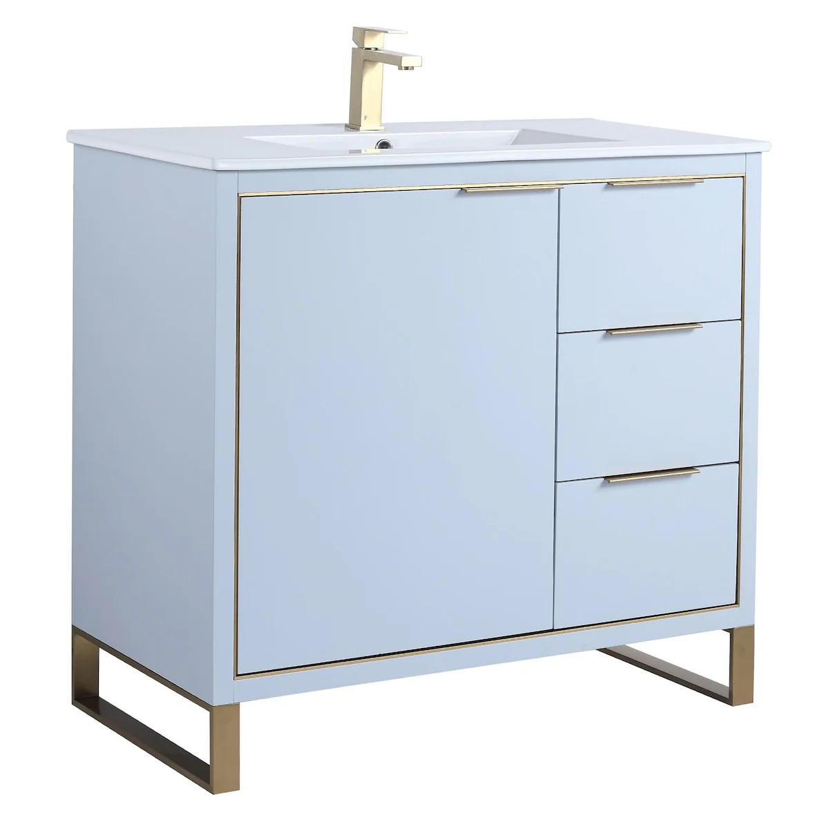 Fine Fixtures Opulence Collection Bathroom Vanity with White Ceramic Sink