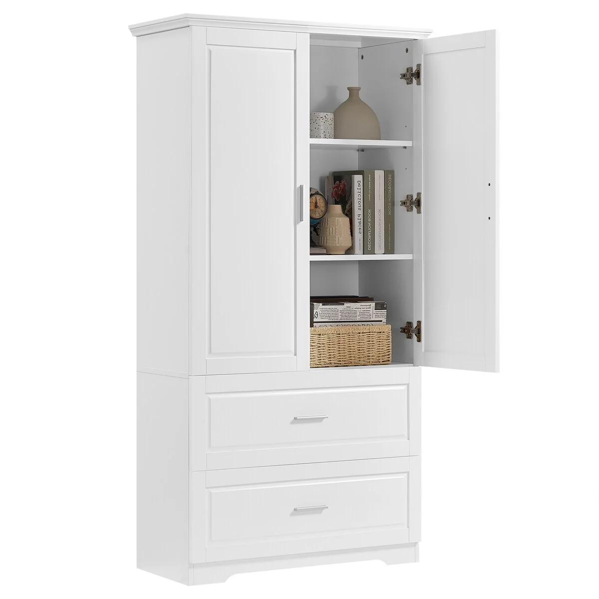 Tall Bathroom Storage Cabinet with Two Doors and Drawers