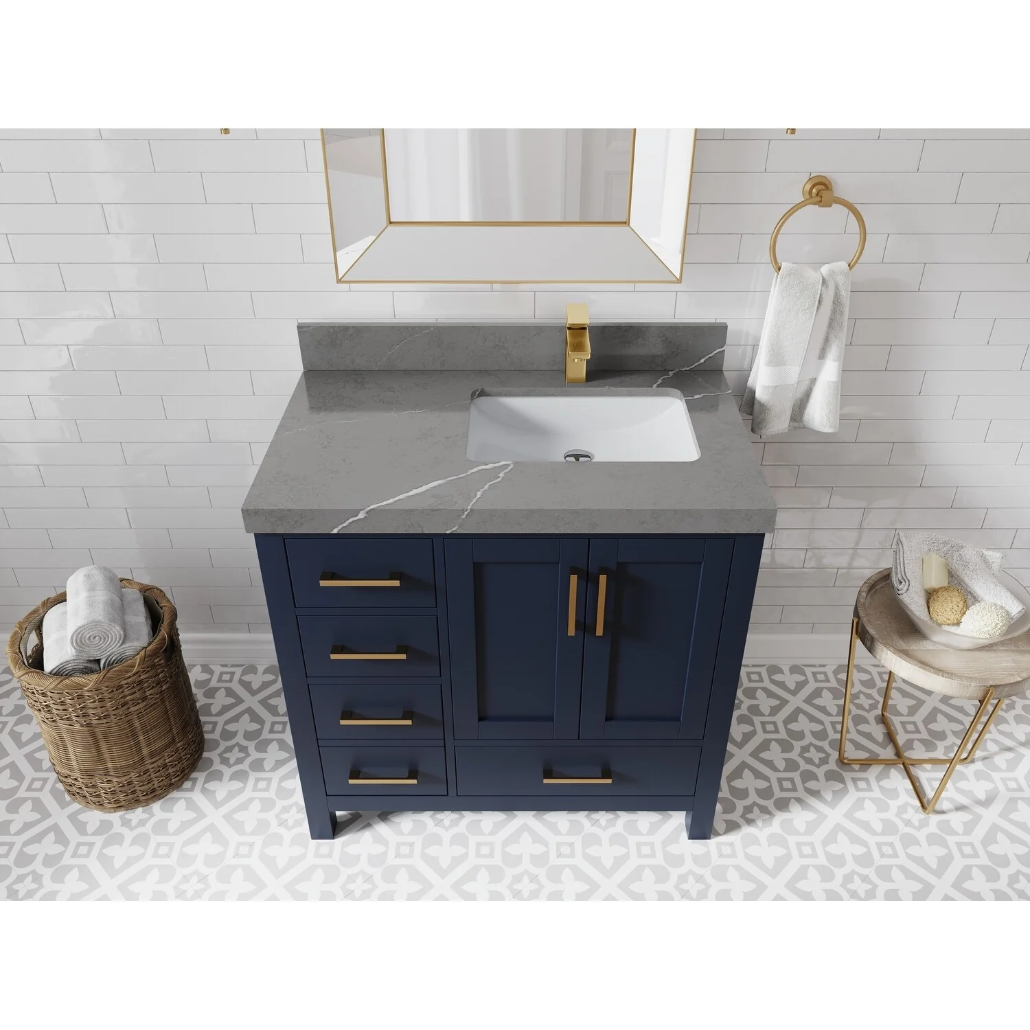 Willow Collections 36 in. W x 22 in. D Malibu Right Offset Sink Bathroom Vanity with Countertop