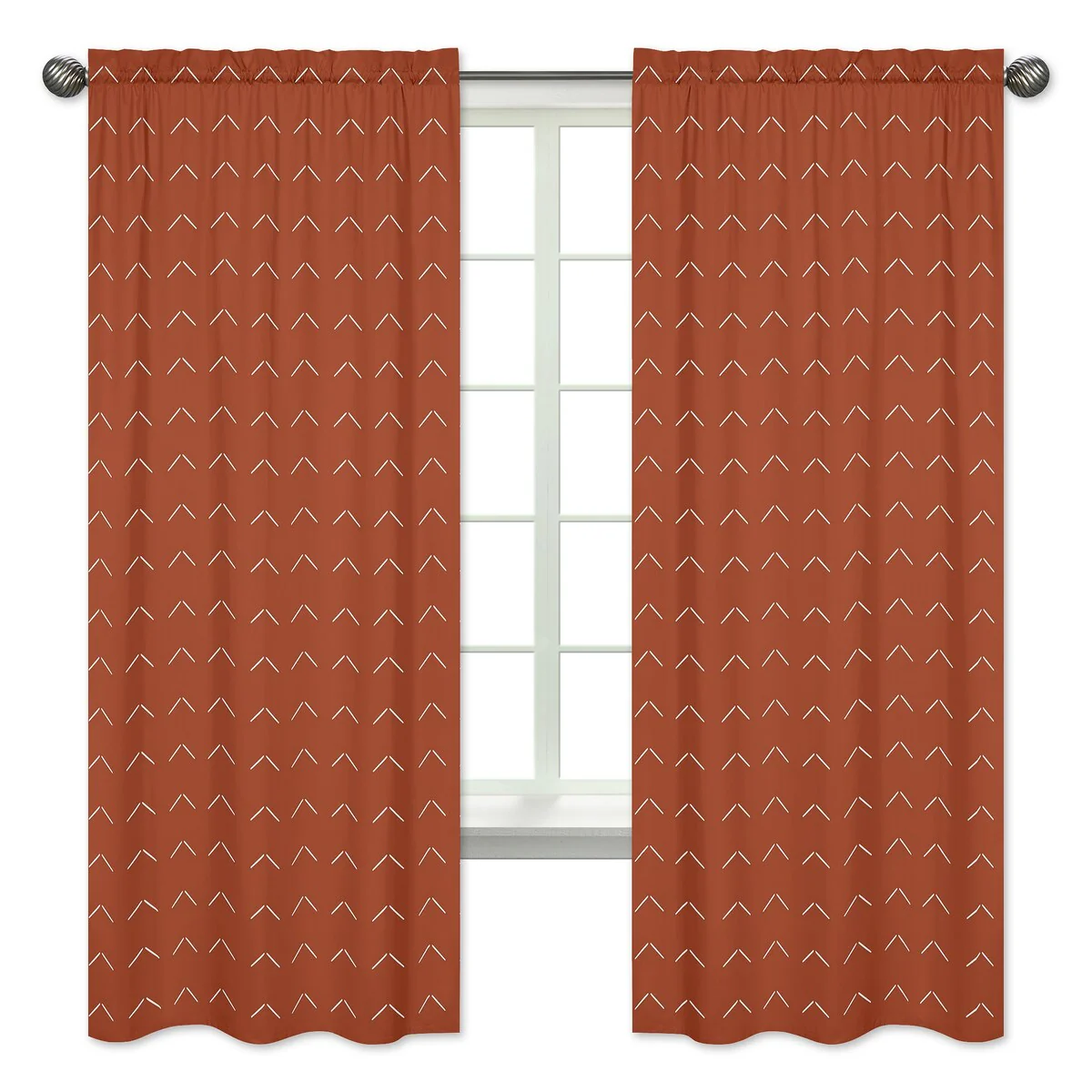 Boho Arrow 84in Window Treatment Curtain Panel Pair - Ivory Burnt Orange Modern Farmhouse Southwest Shabby Chic Bohemian Diamond