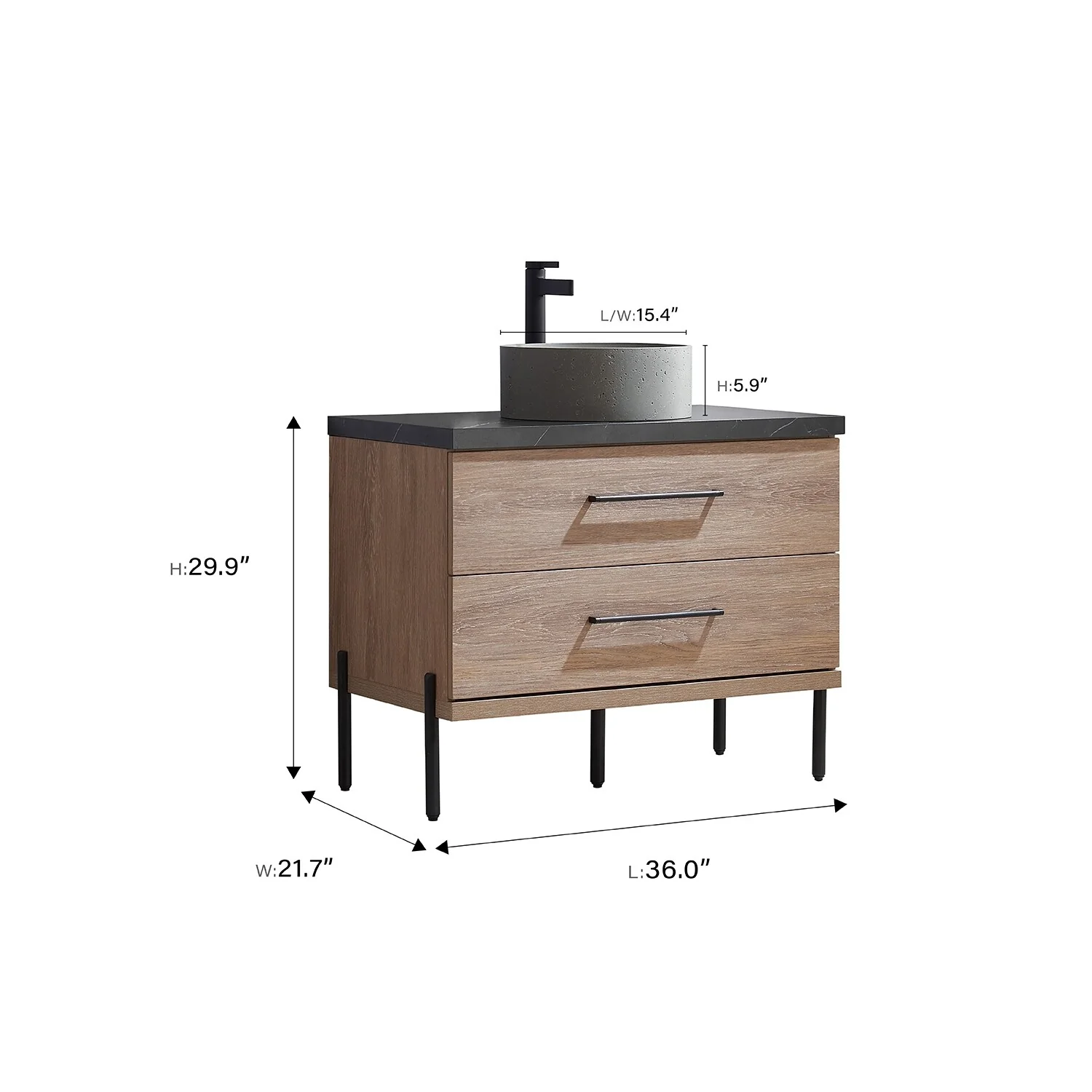 Trento Bath Vanity with Sintered Stone Top with Concrete Sink (R)