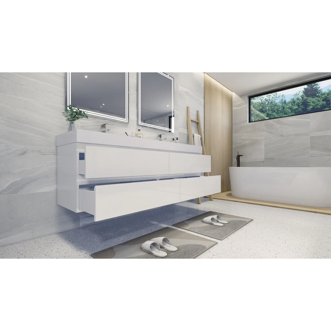 Baillie 72'' Wall-Mounted Vanity with Double Reinforced Acrylic Sink
