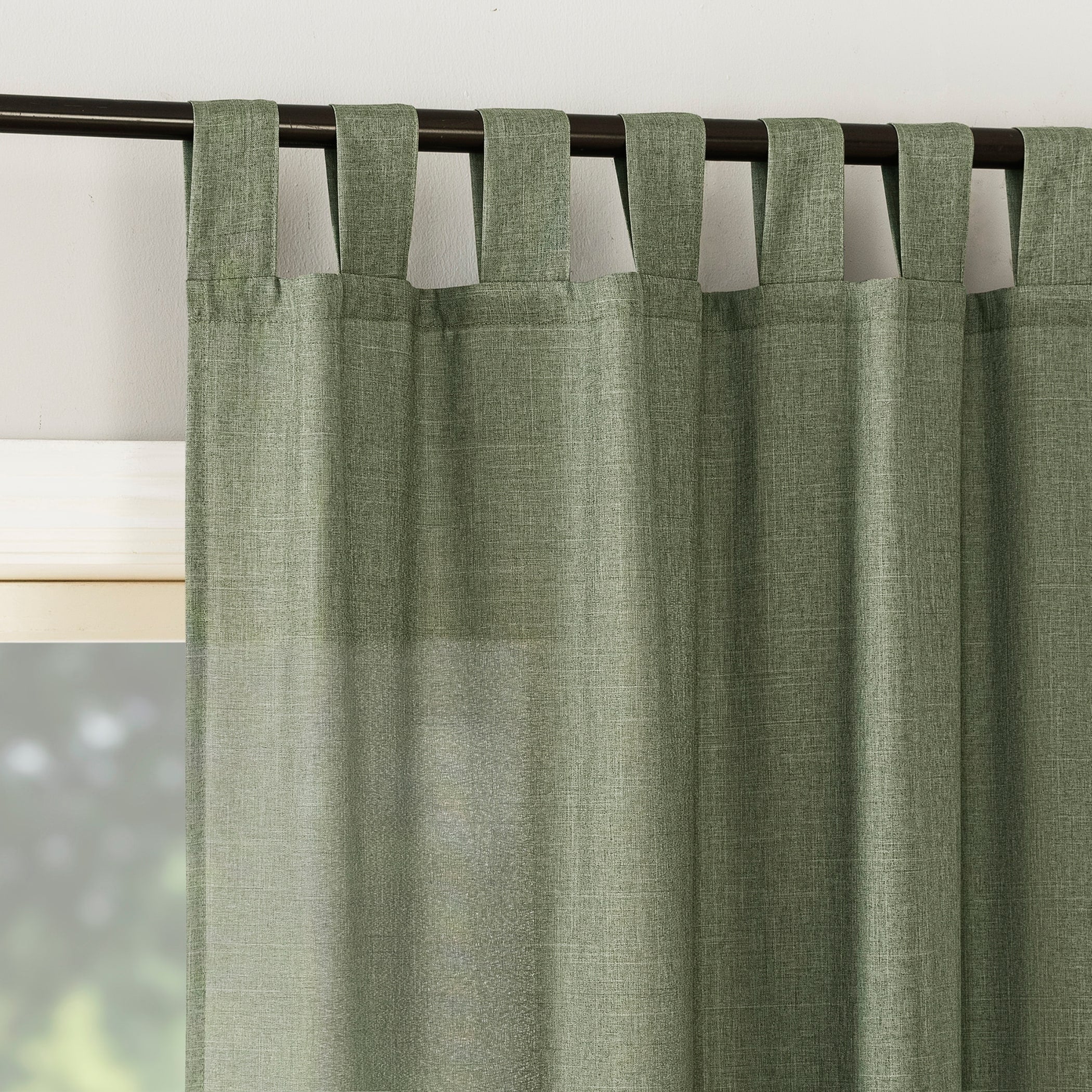No. 918 Jacob Heathered Texture Semi-Sheer Tab Top Curtain Panel, Single Panel