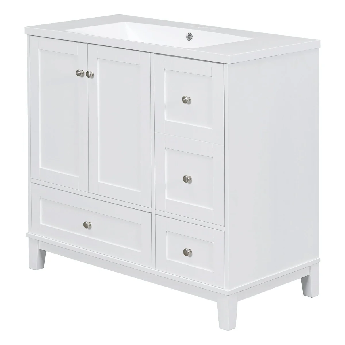 Modern 36-Inch Bathroom Vanity with Resin Sink and Ample Storage