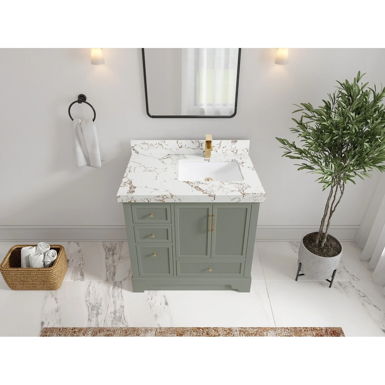 Willow Collections 36 in. W x 22 in. D Alys Right Offset Sink Bathroom Vanity with Countertop