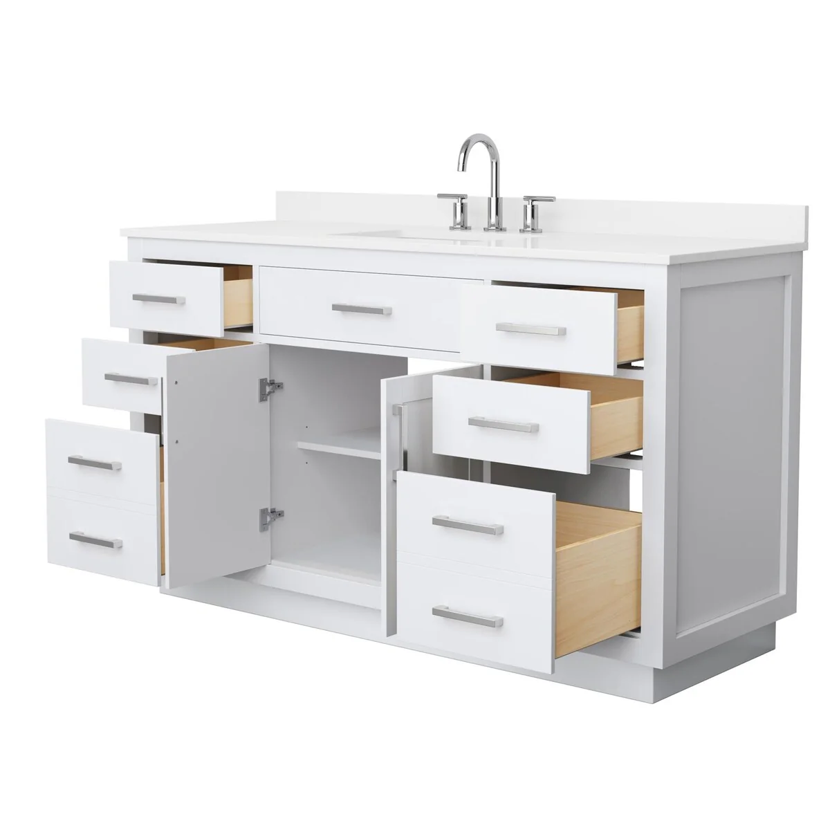 Beckett TK 60-inch Single Vanity, 3 Hole Quartz Top