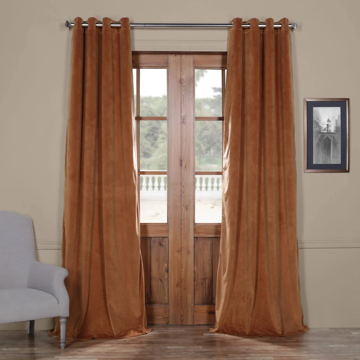 Exclusive Fabrics Signature Blackout Velvet Grommet Curtain (1 Panel)