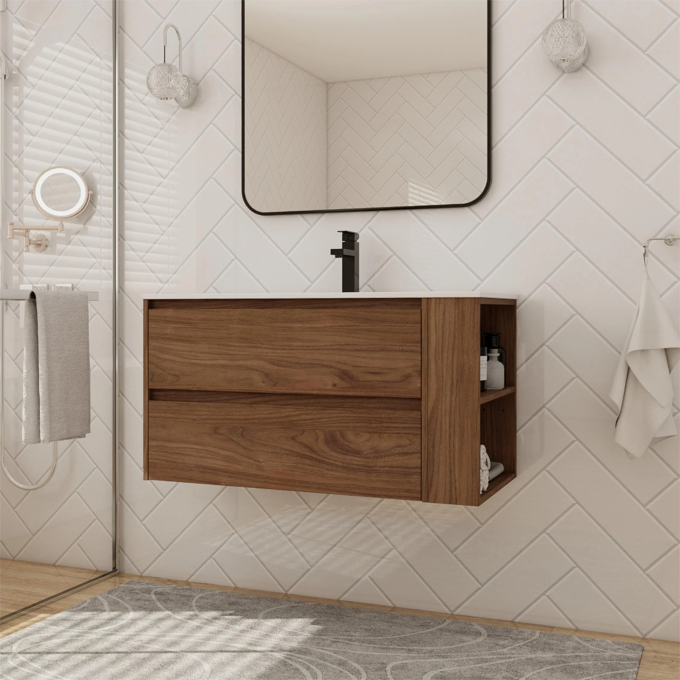 Beingnext 30''/36'' Single Sink Floating Bathroom Vanity with Soft Close Drawer and Adjustable Shelf