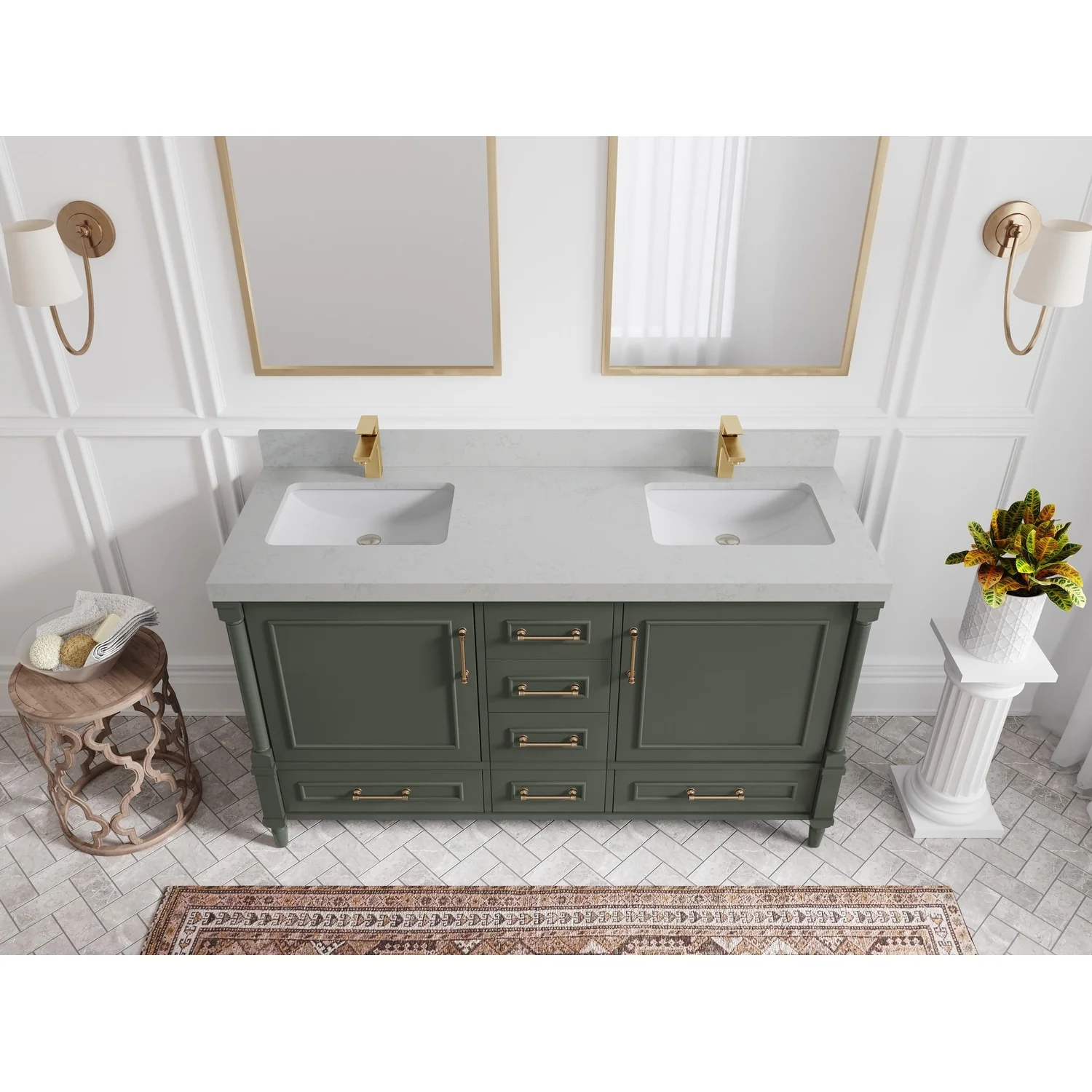 Willow Collections 60 in. W x 22 in. D Aberdeen Double Sink Bathroom Vanity with Countertop