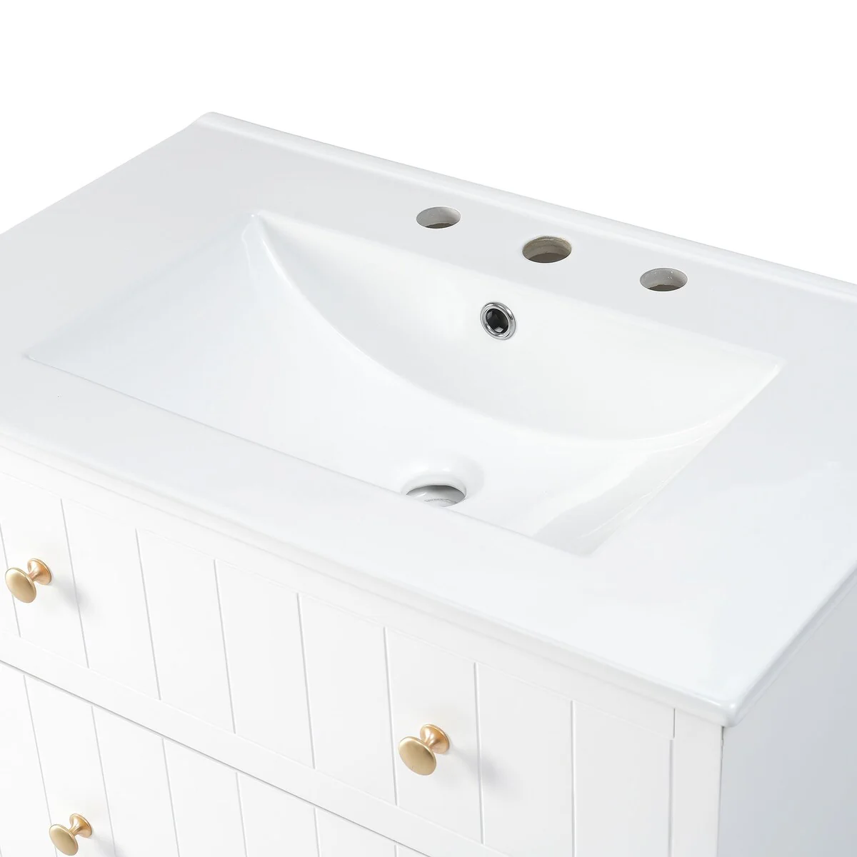 30-Inch Modern White Bathroom Vanity Cabinet with two drawers