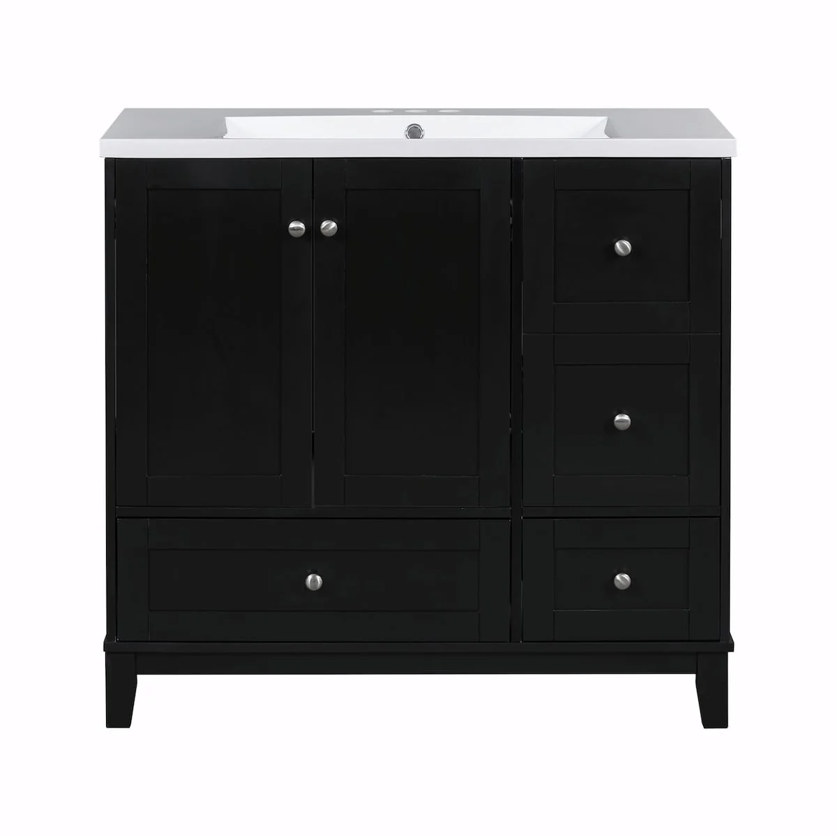 Modern 36-Inch Bathroom Vanity with Resin Sink and Ample Storage