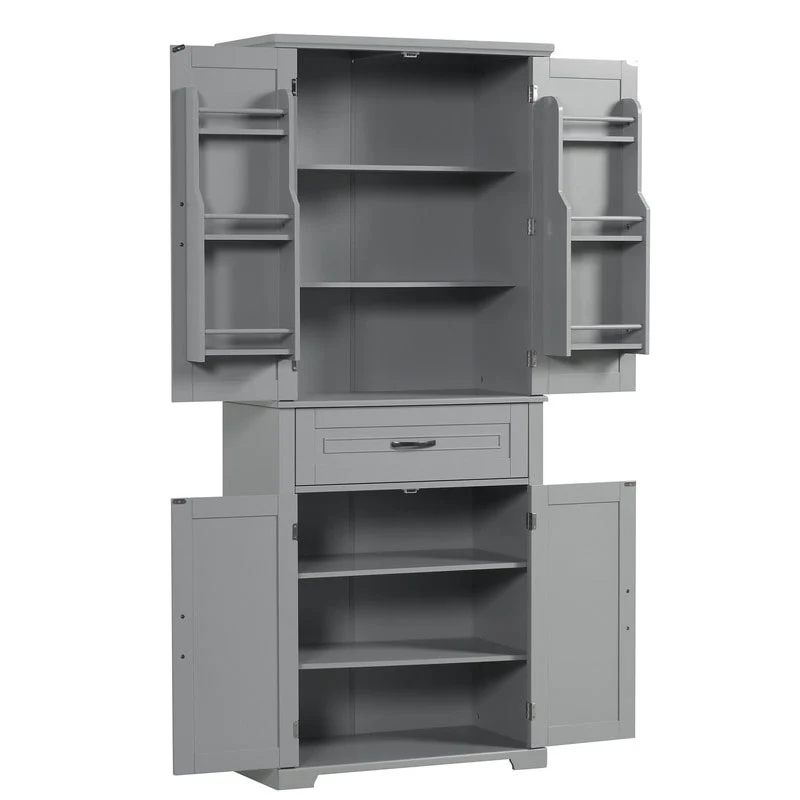 Bathroom Floor Cabinet, Freestanding Storage Cabinet with Doors and Drawer, Kitchen Cupboard with Adjustable Shelf