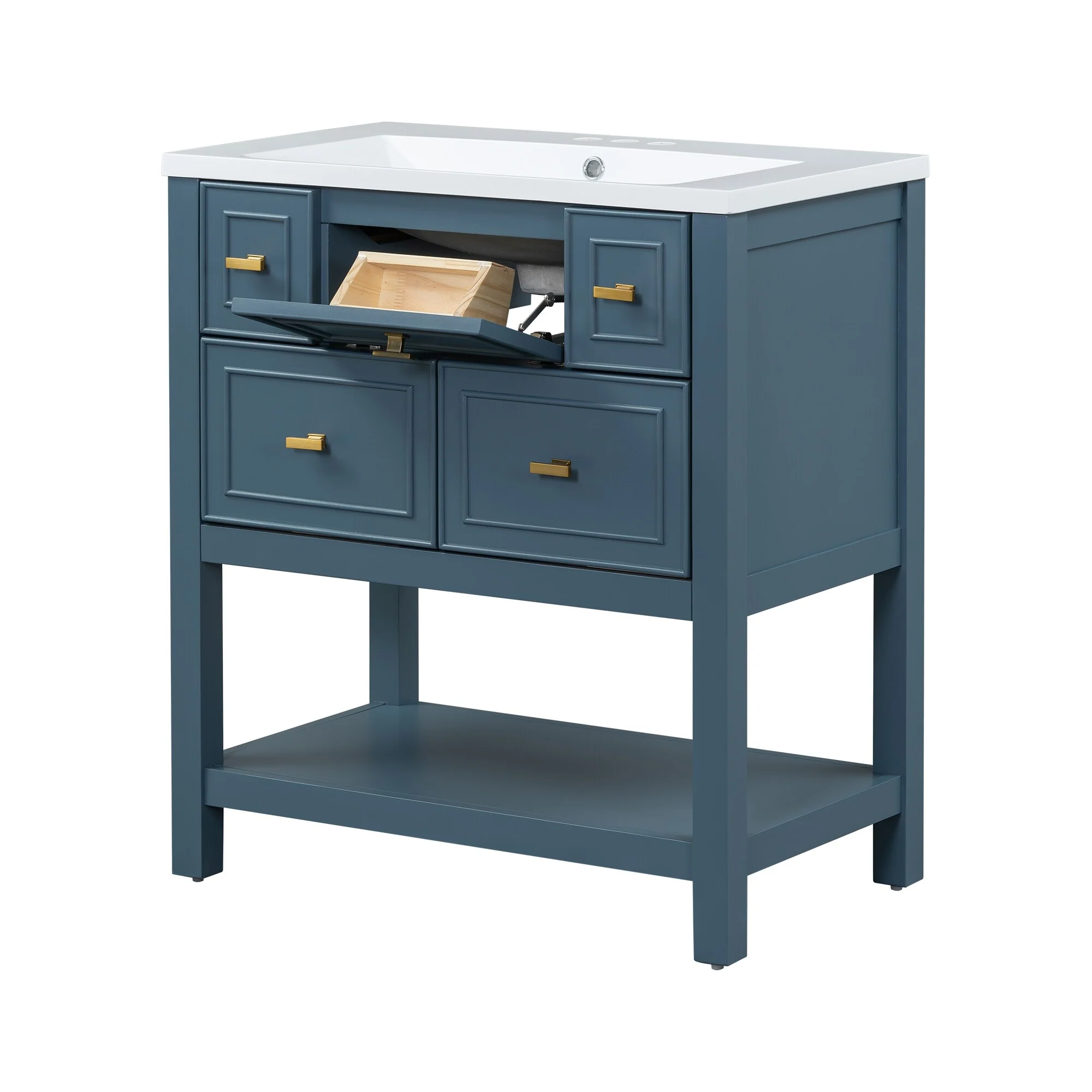 Free Standing Single Bathroom Vanity with 5 Drawers Bathroom Storage Cabinet