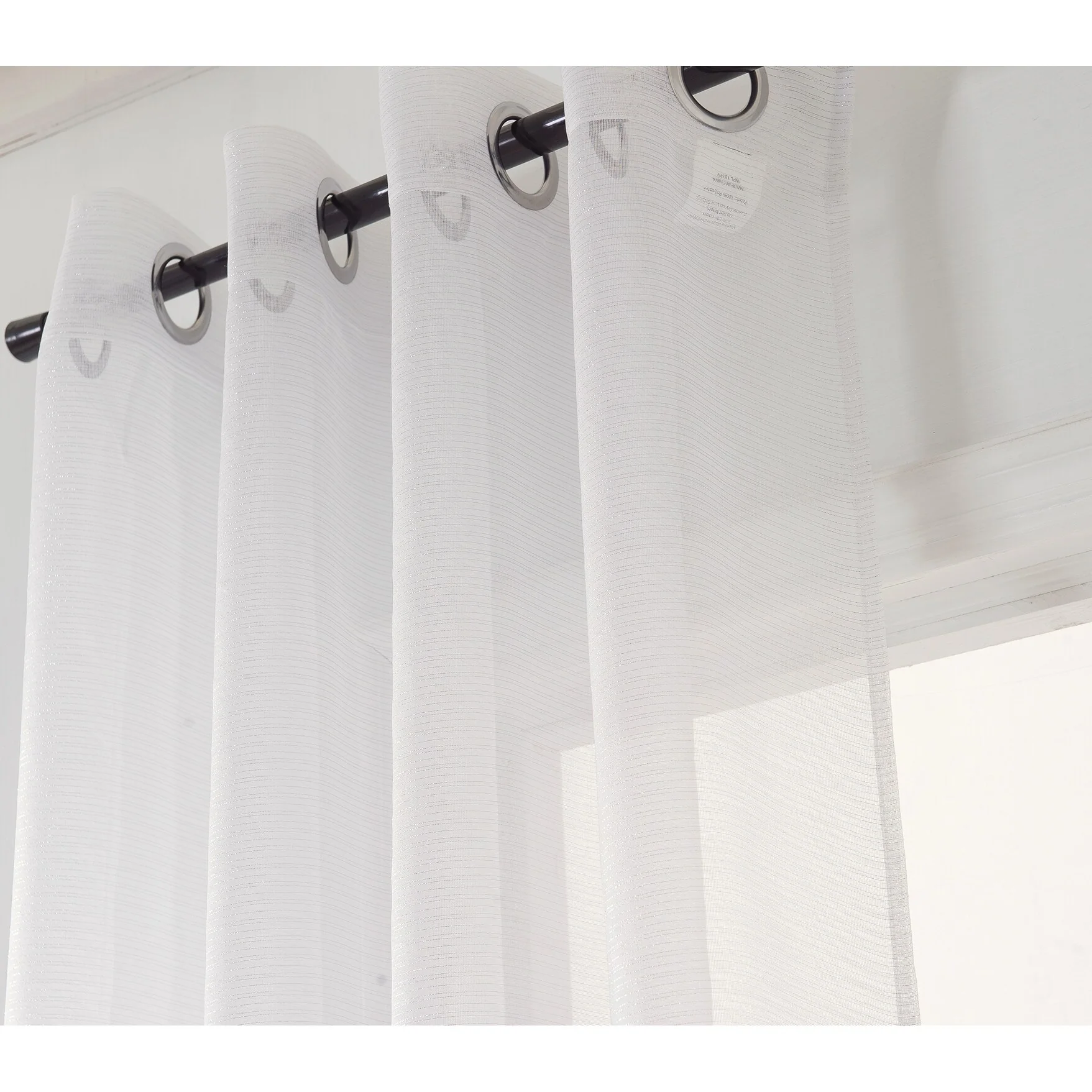 Lonnie Metallic Stripe Sheer Window Curtain Panel 90 inch
