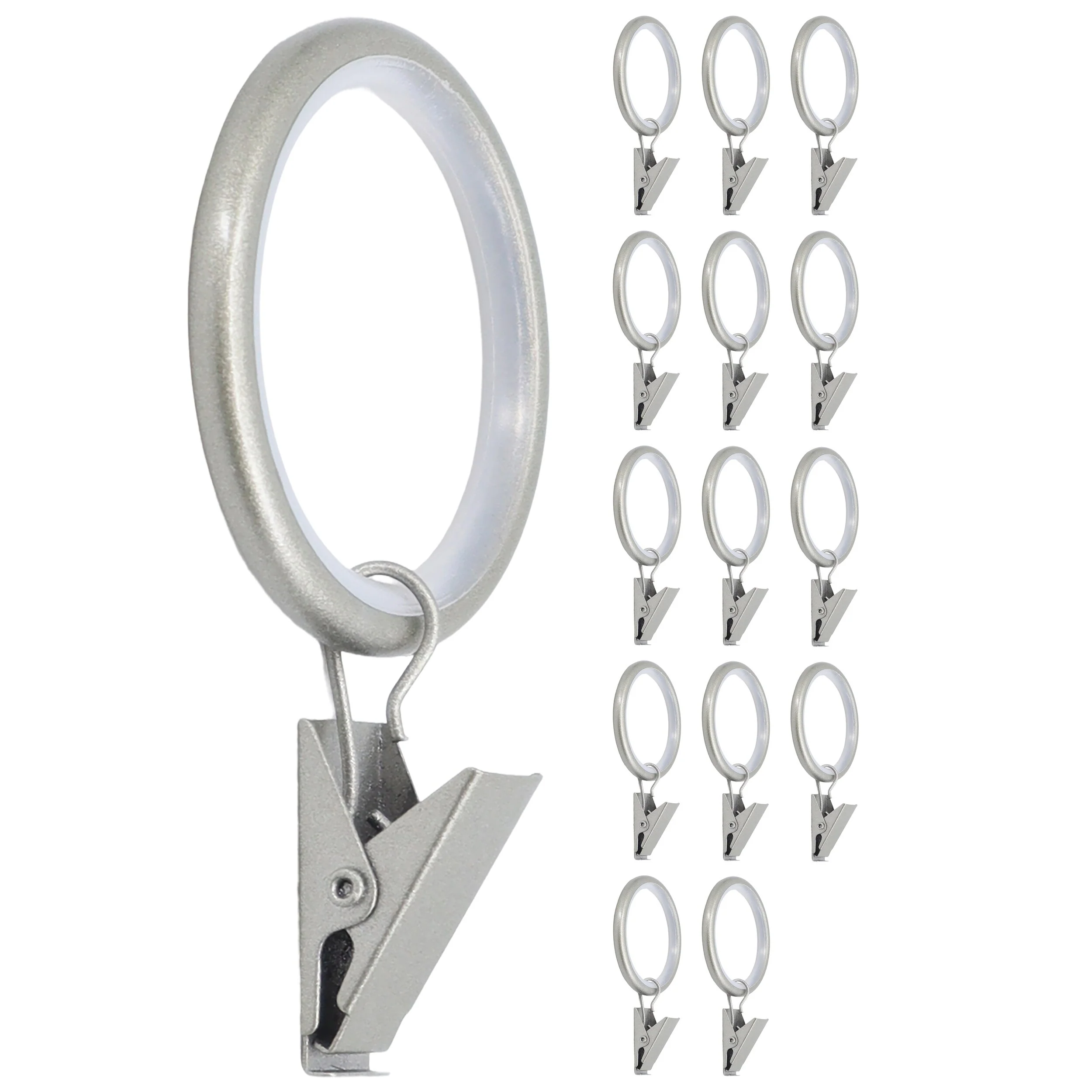 Meriville Drapery Curtain Rings with Clip - 1.5-Inch Inner Diameter with insert