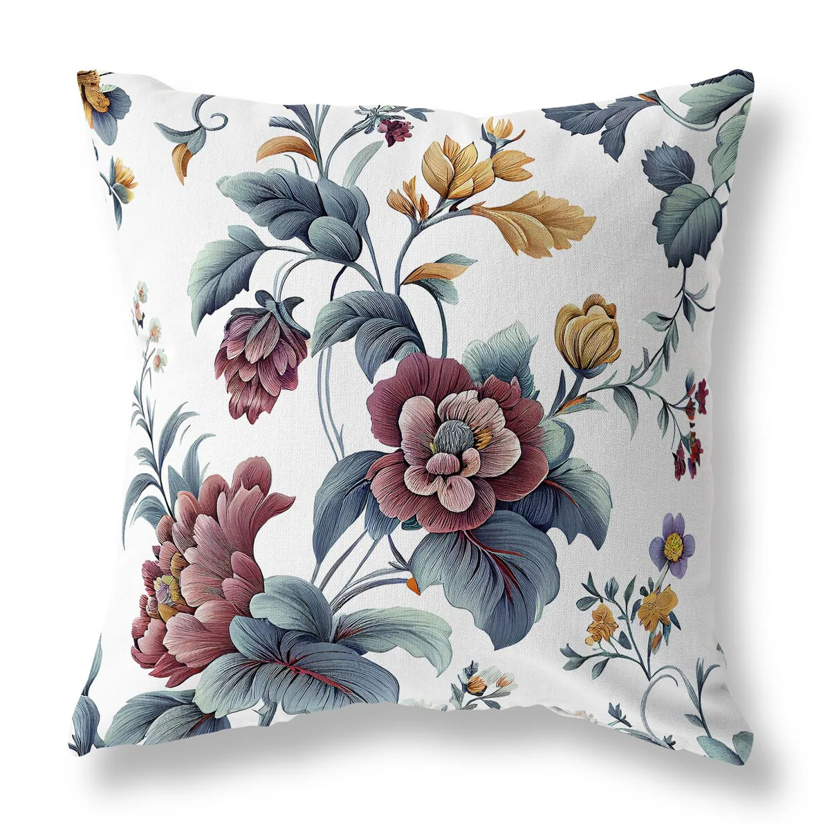 White And Blue Orchit Magic Faux Suede Throw Pillow Zipper