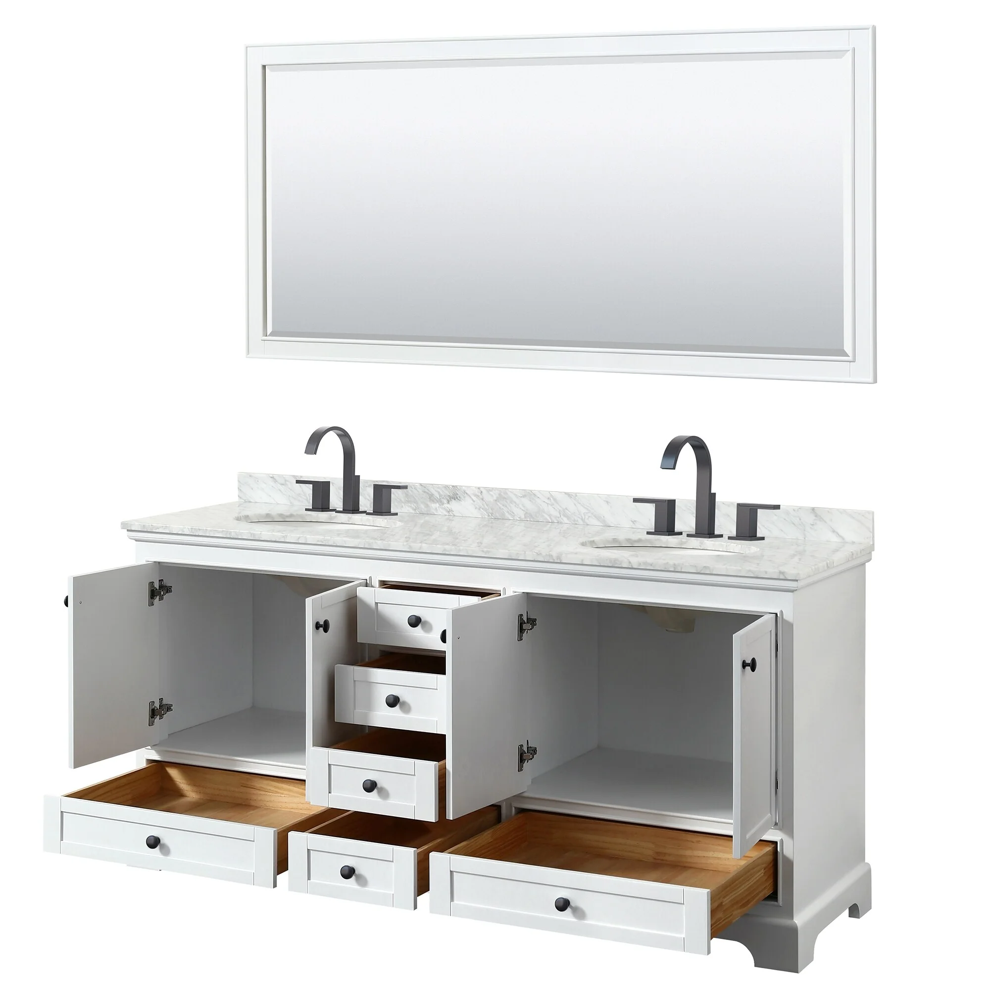 Deborah 72-inch Double Vanity, Oval Sinks, 70-inch Mirror