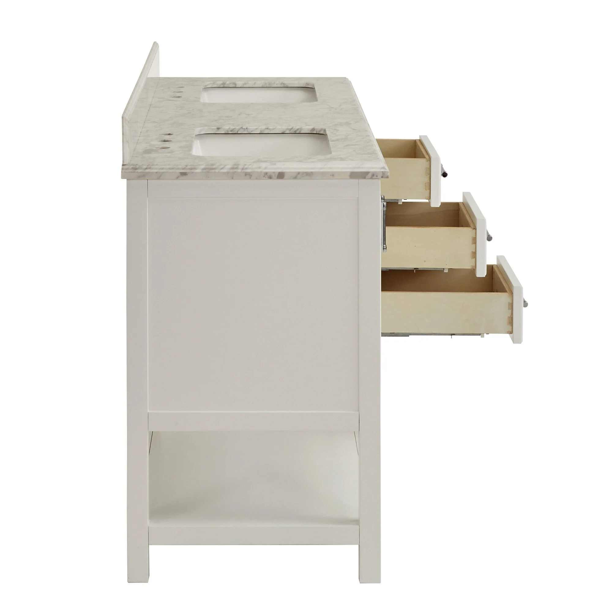 Lilleham Bathroom Sink Vanity with White Marble Veneer Stone Top by iNSPIRE Q Classic