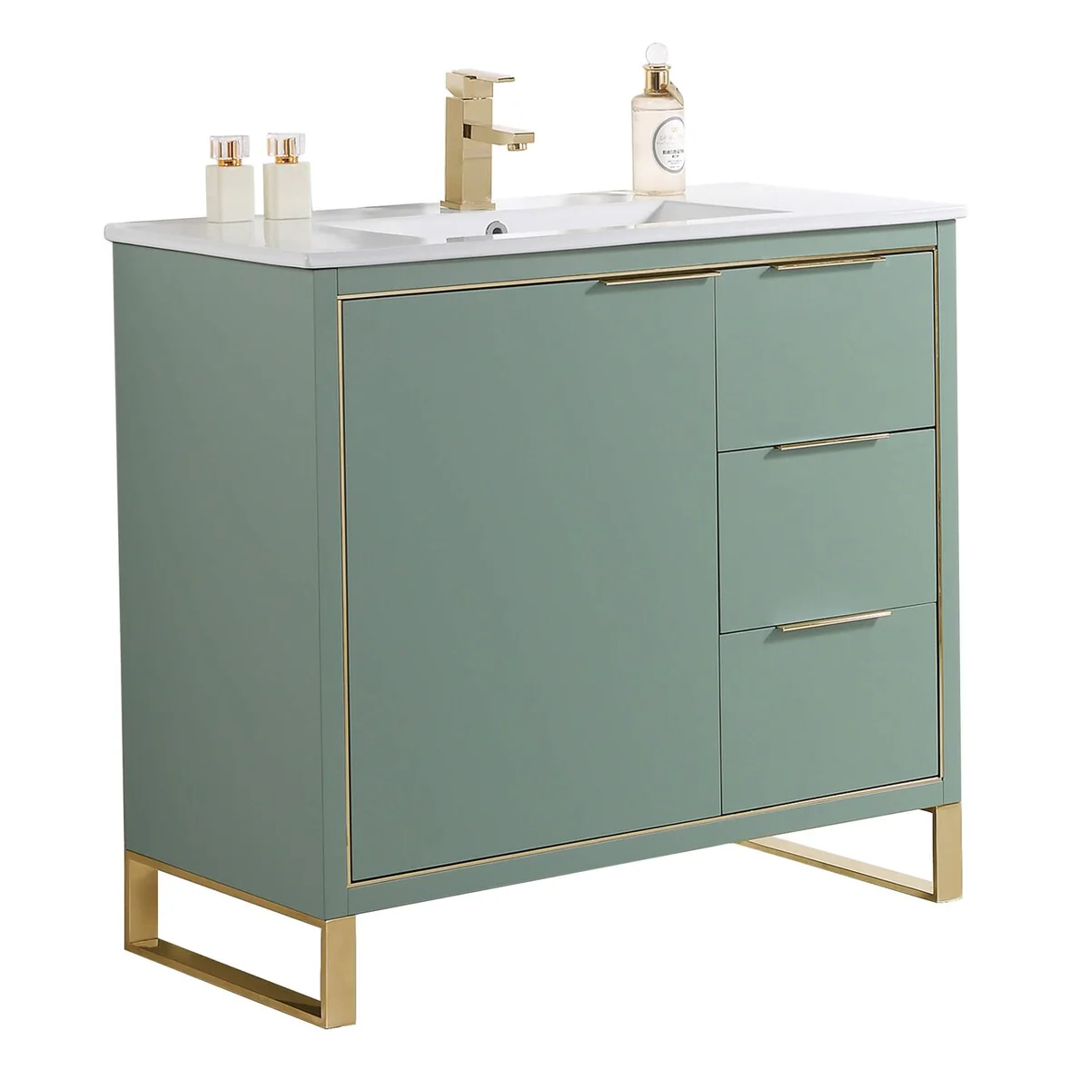 Fine Fixtures Opulence Collection Bathroom Vanity with White Ceramic Sink