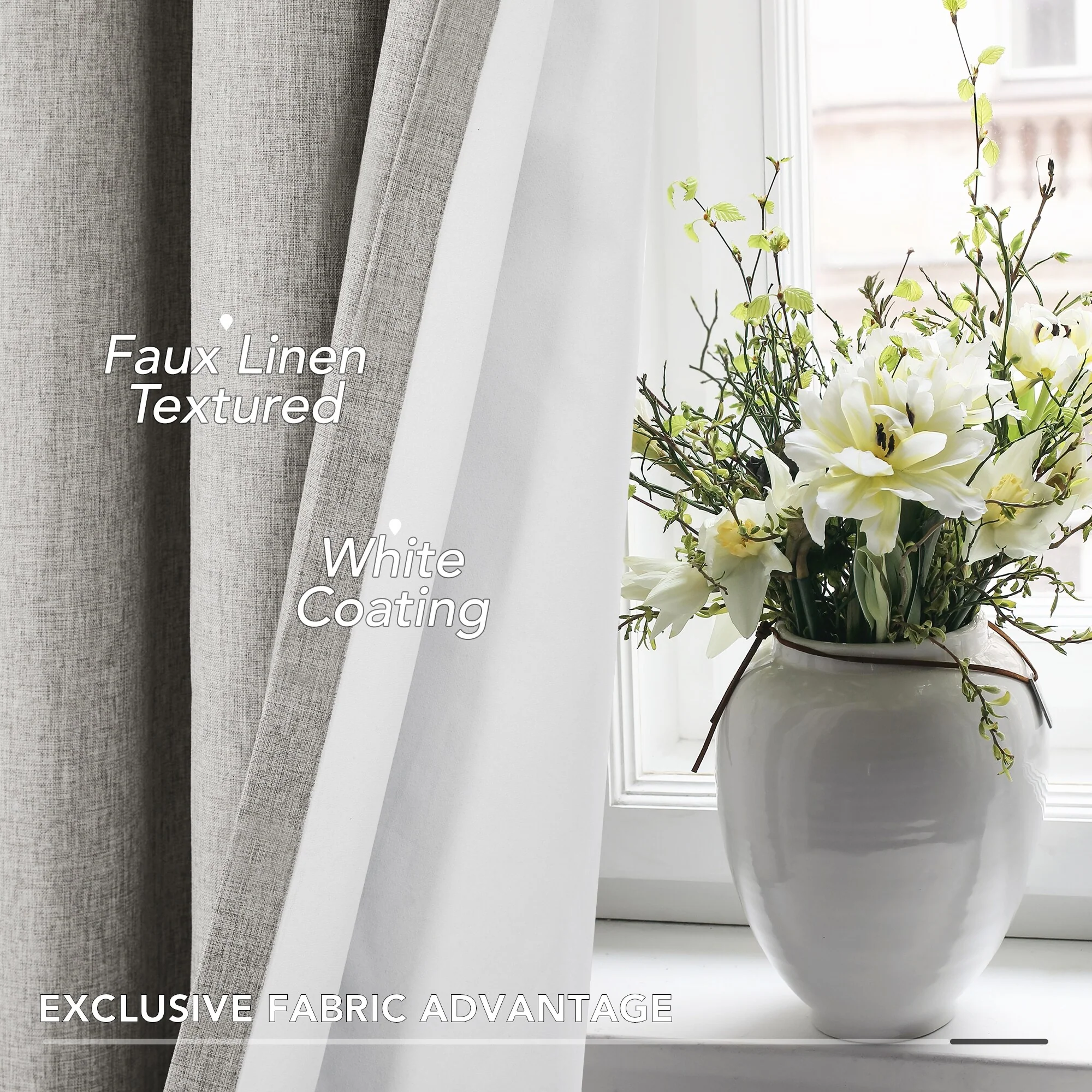 Deconovo Blackout Living Room Curtains Faux Linen Drapes 2 Panels