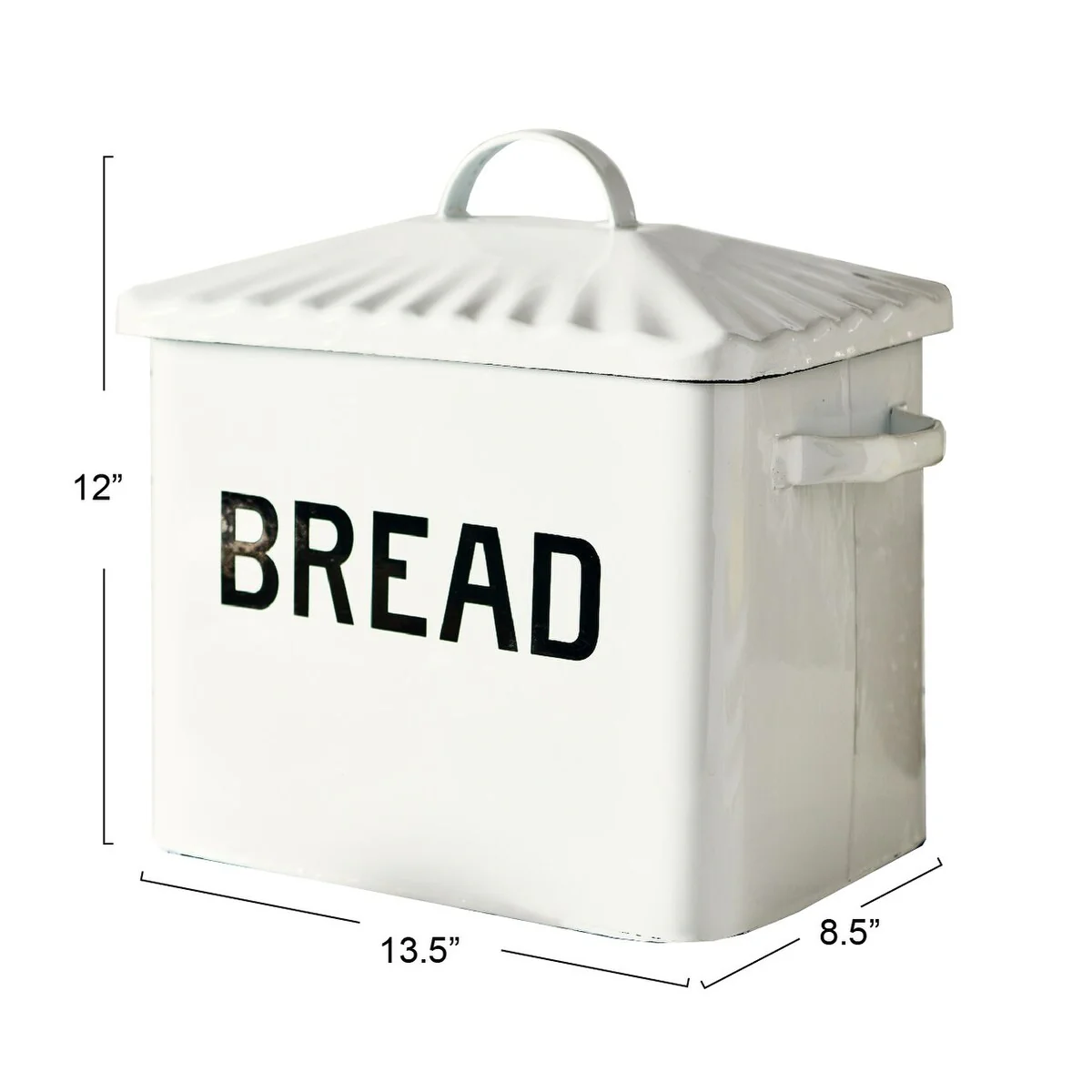 Enameled Metal Bread Box with