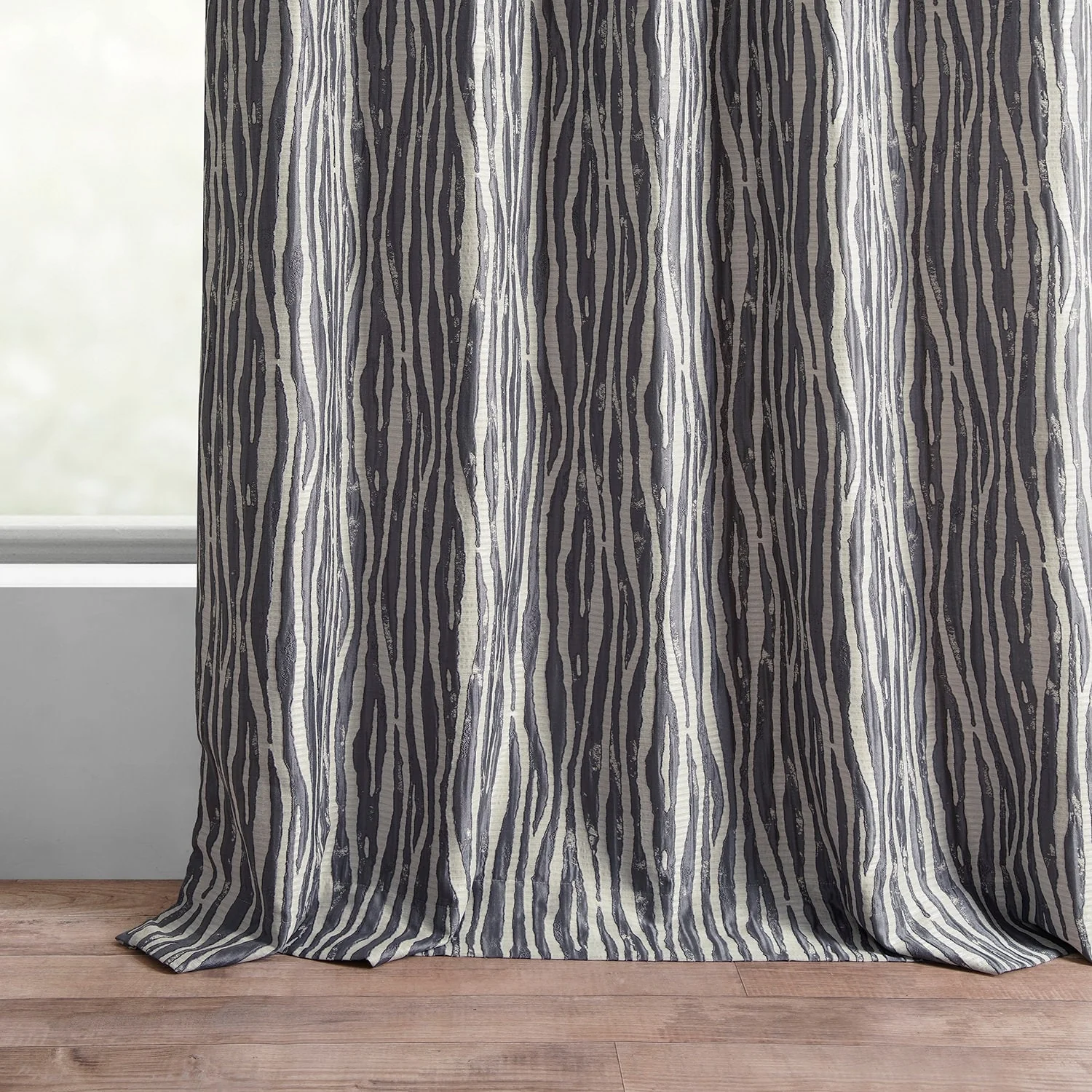 Exclusive Fabrics Jacquard Faux Silk Curtains - 1 Panel Room Darkening Curtain