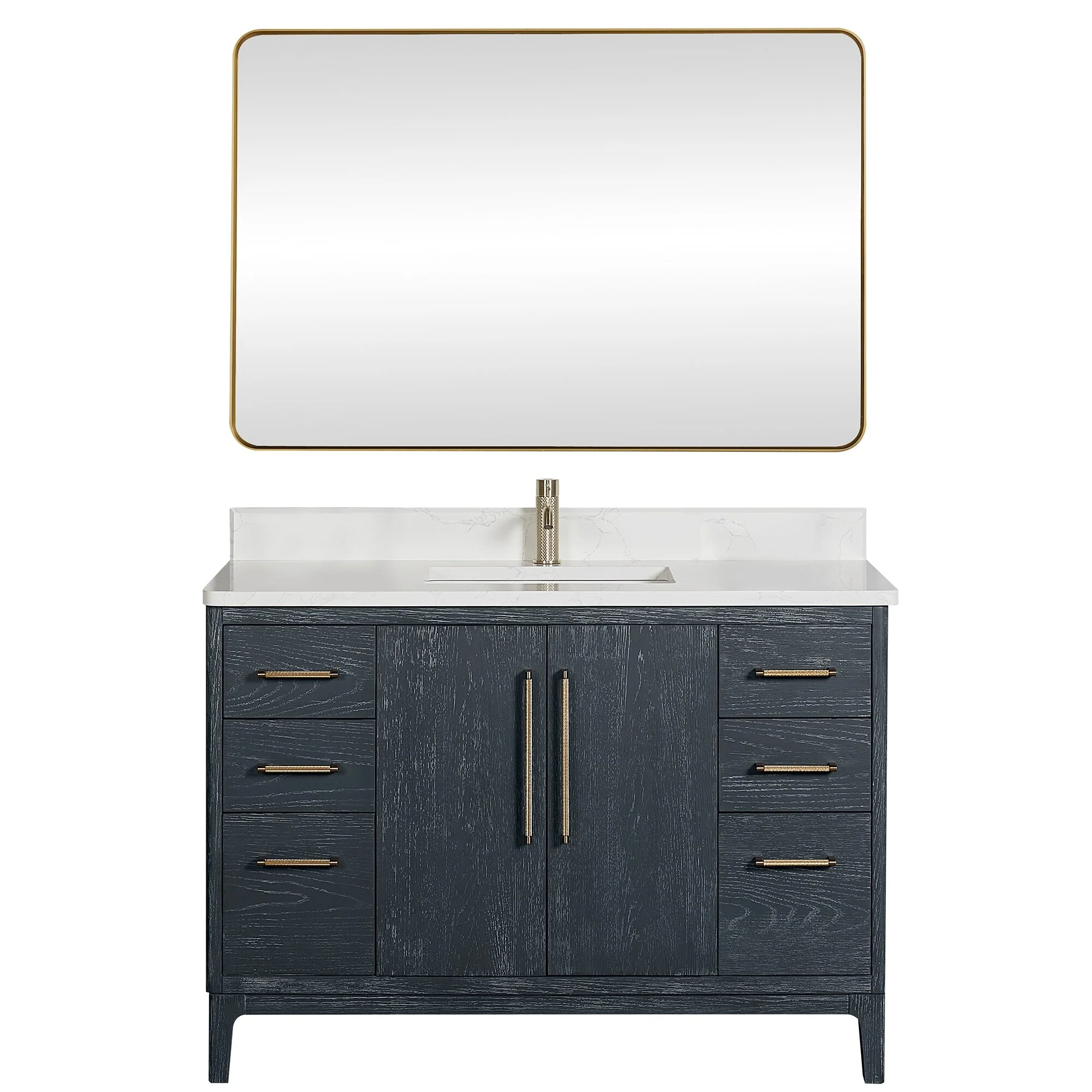 Gara Single Bath Vanity with Composite Stone Top and Mirror