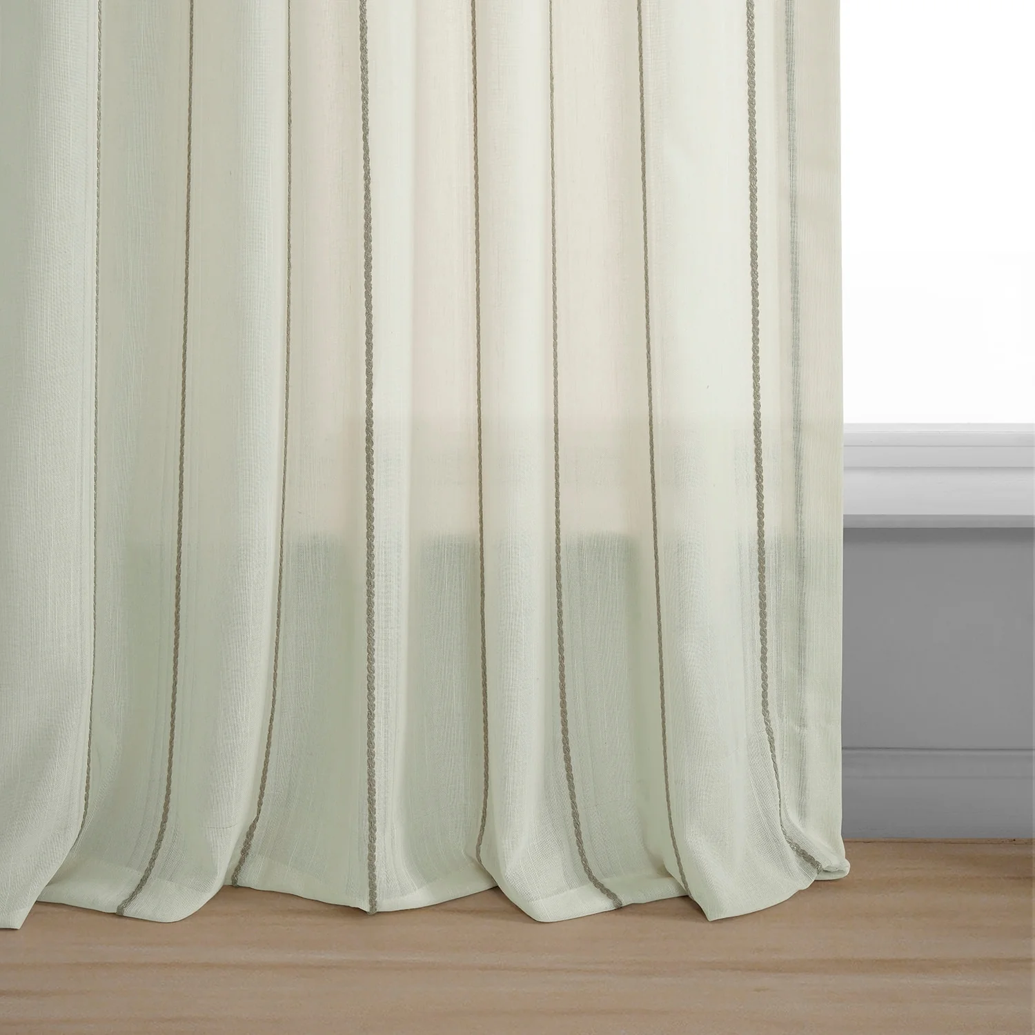 Exclusive Fabrics Aruba Striped Linen Sheer Curtain (1 Panel)