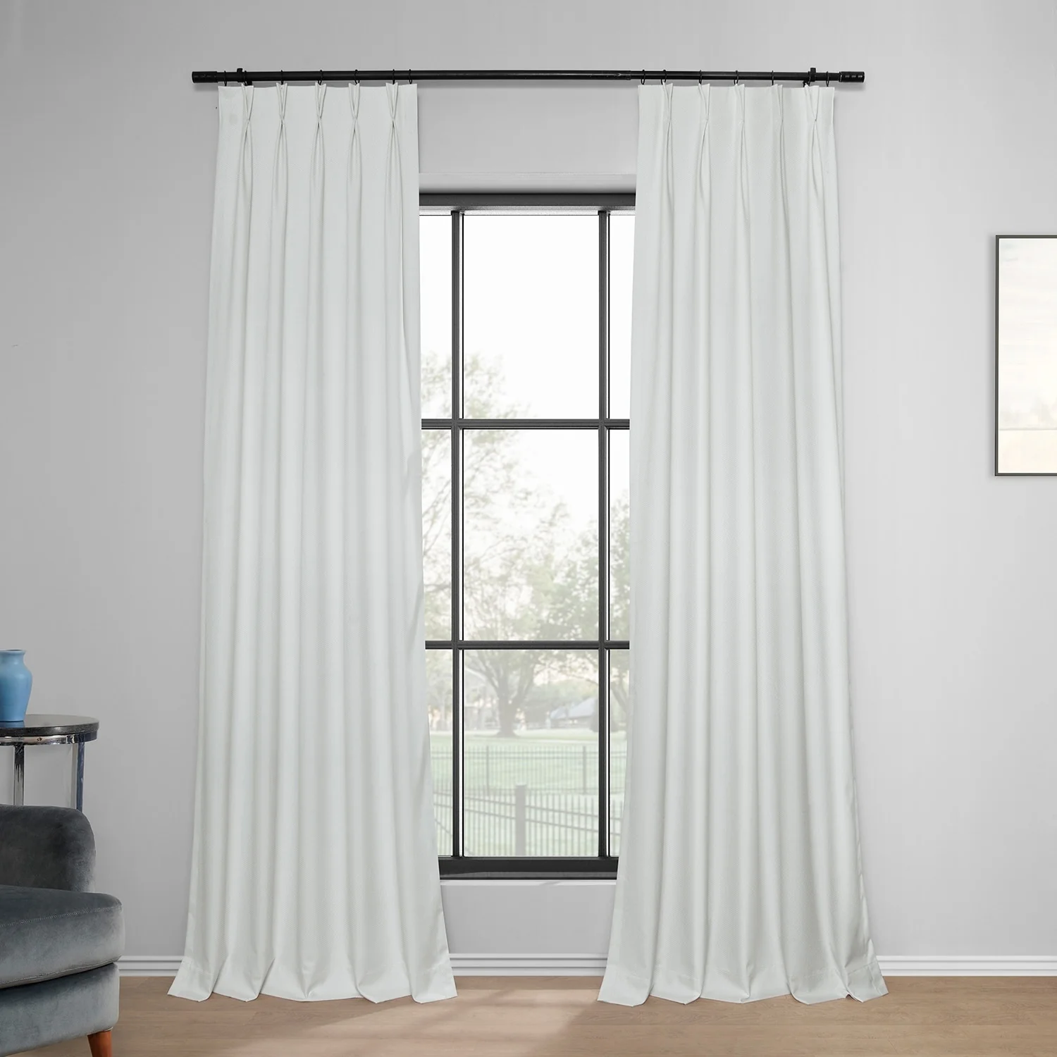 Exclusive Fabrics Solid Performance Linen French Pleated Thermal Blackout Curtains for Bedroom & Living Room Curtains (1 Panel)