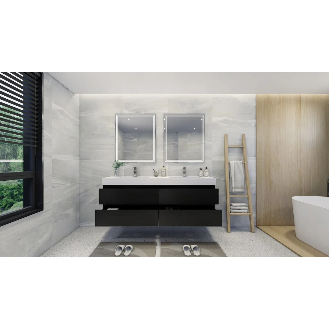 Baillie 72'' Wall-Mounted Vanity with Double Reinforced Acrylic Sink