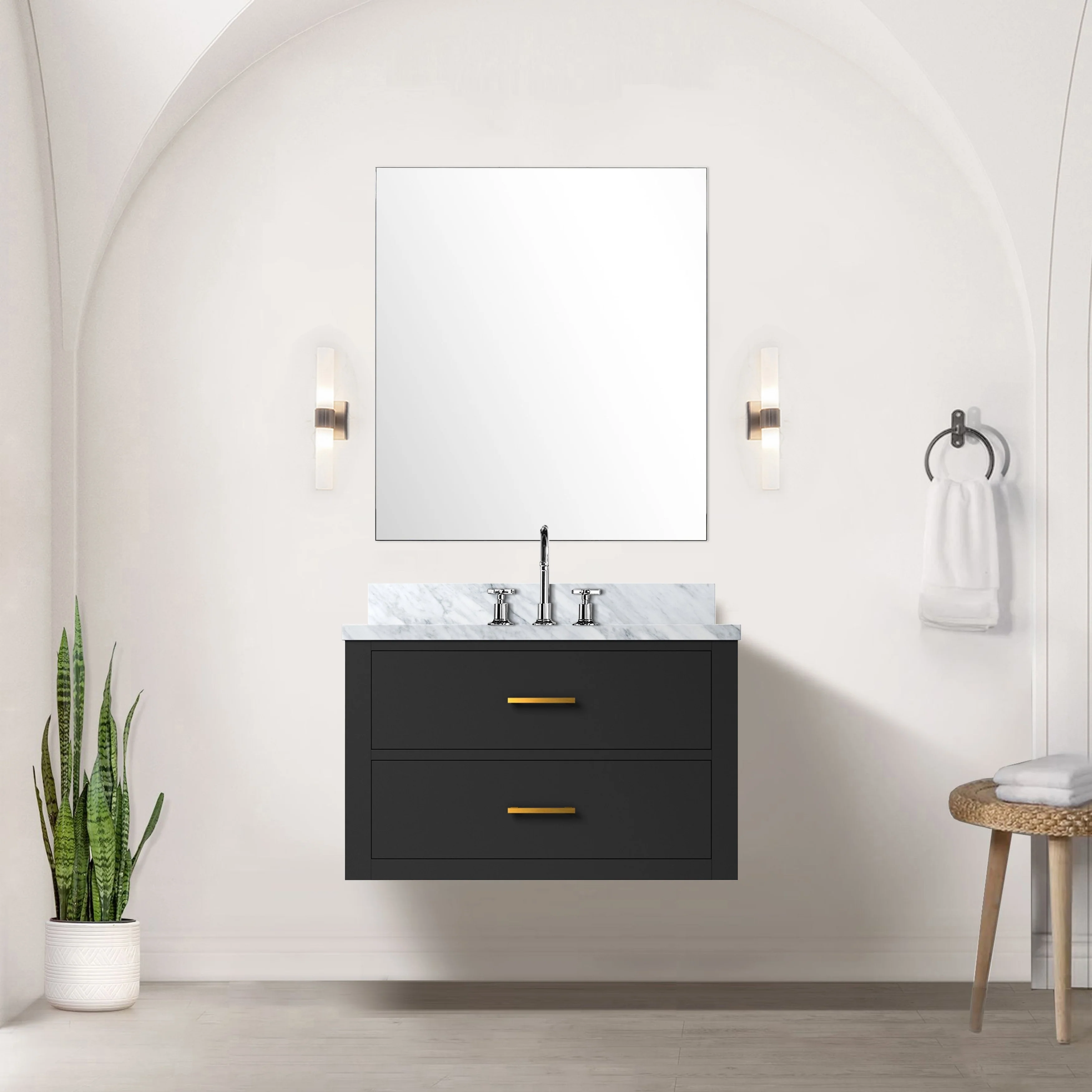 Castor Bath Vanity with Carrara Marble Top and Sink