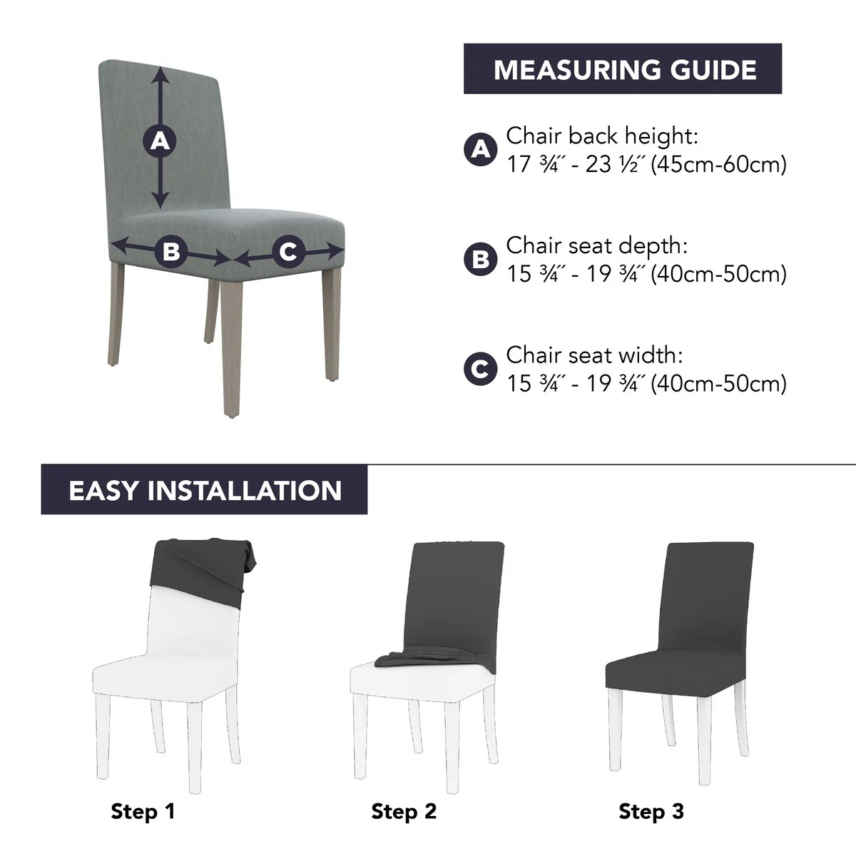 No. 918 Sparta 2-pack Houndstooth Textured Stretch Fit Elastic Dining Chair Cover Pair - 28