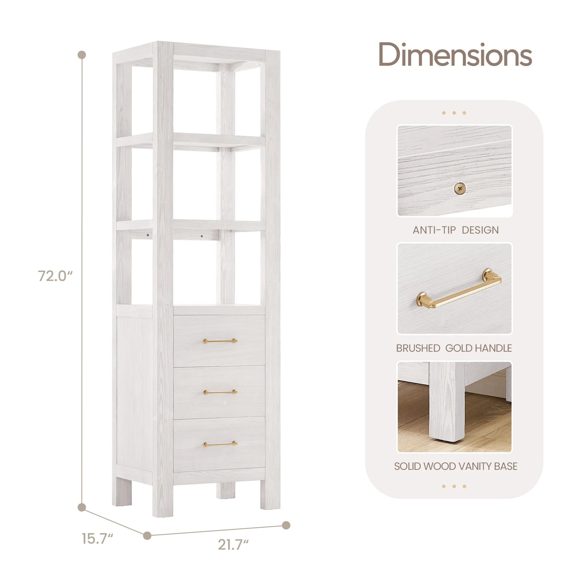 Leon 22 in. Storage Cabinet for Bathroom, Kitchen and Living Room