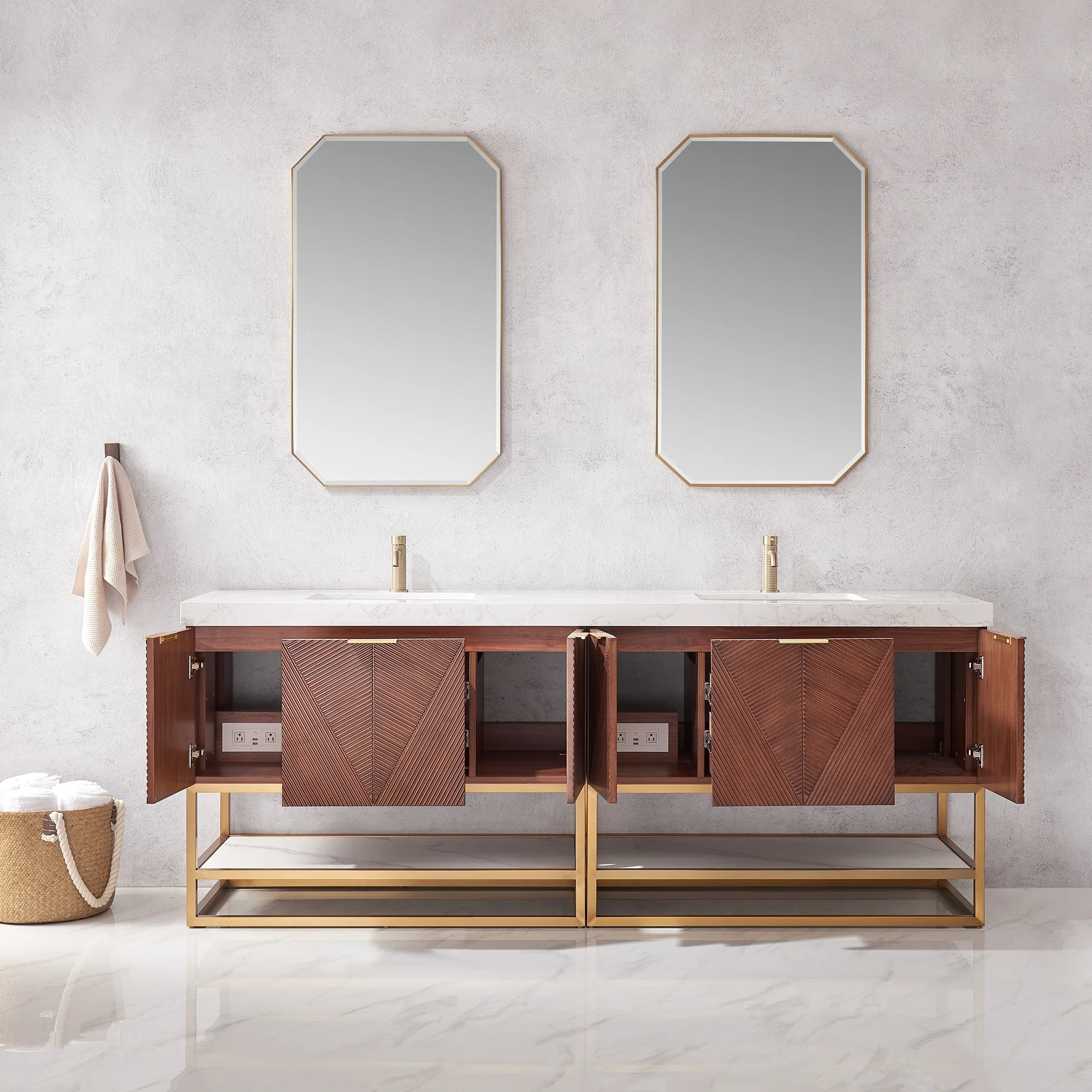 Mahon Double Bath Vanity with Composite Stone Top without Mirror