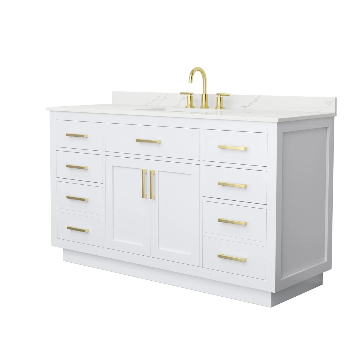 Beckett TK 60-inch Single Vanity, 3 Hole Quartz Top
