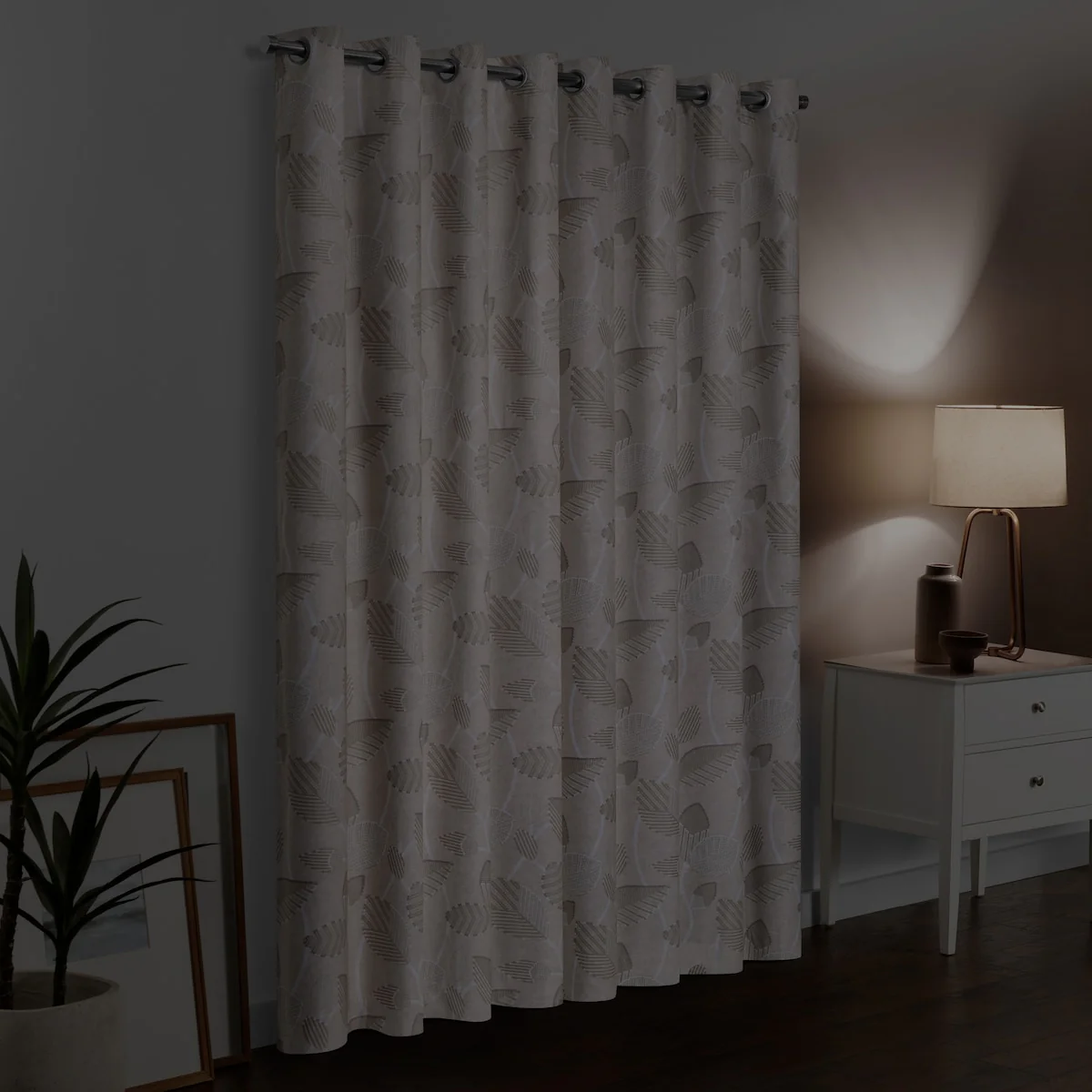 Eclipse Blackout Curtains, Larissa Leaf Grommet Curtains