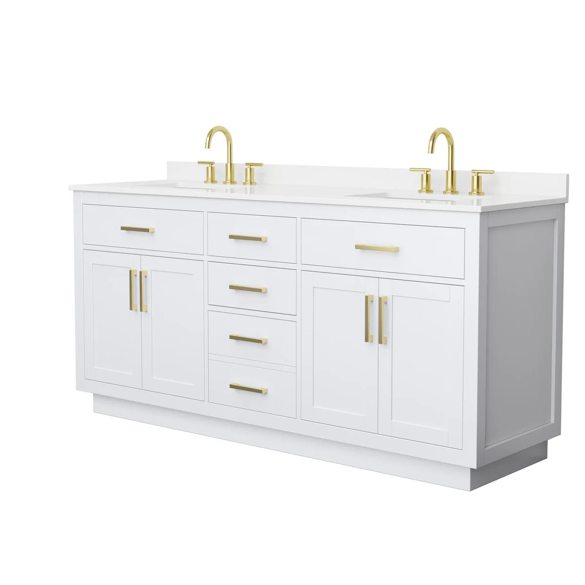 Beckett TK 72-inch Double Vanity, 3 Hole Quartz Top