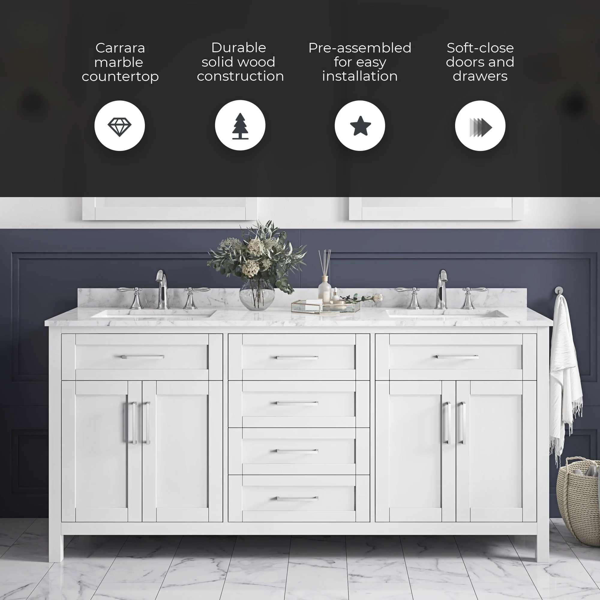 OVE Decors Tahoe 72 White Vanity