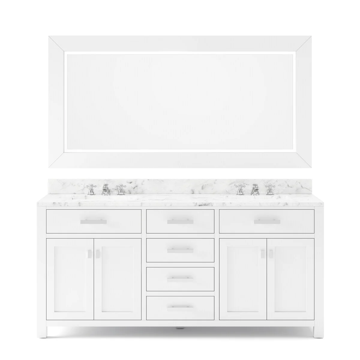 Water Creation Madison 72-inch Solid White Double Sink Bathroom Vanity