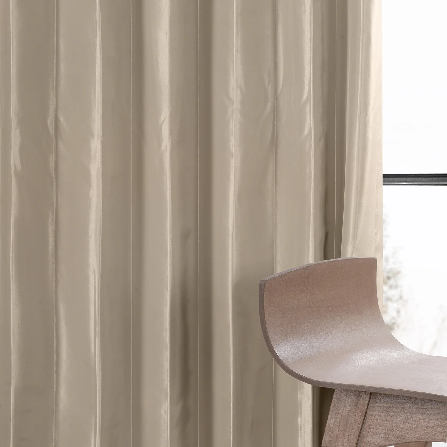 Exclusive Fabric Faux Silk Taffeta Solid Blackout Curtain (1 Panel)