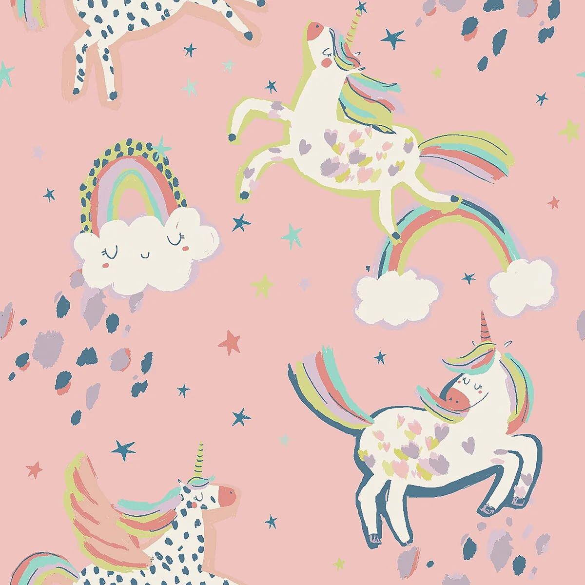 NEXT Party Unicorn Pink Wallpaper