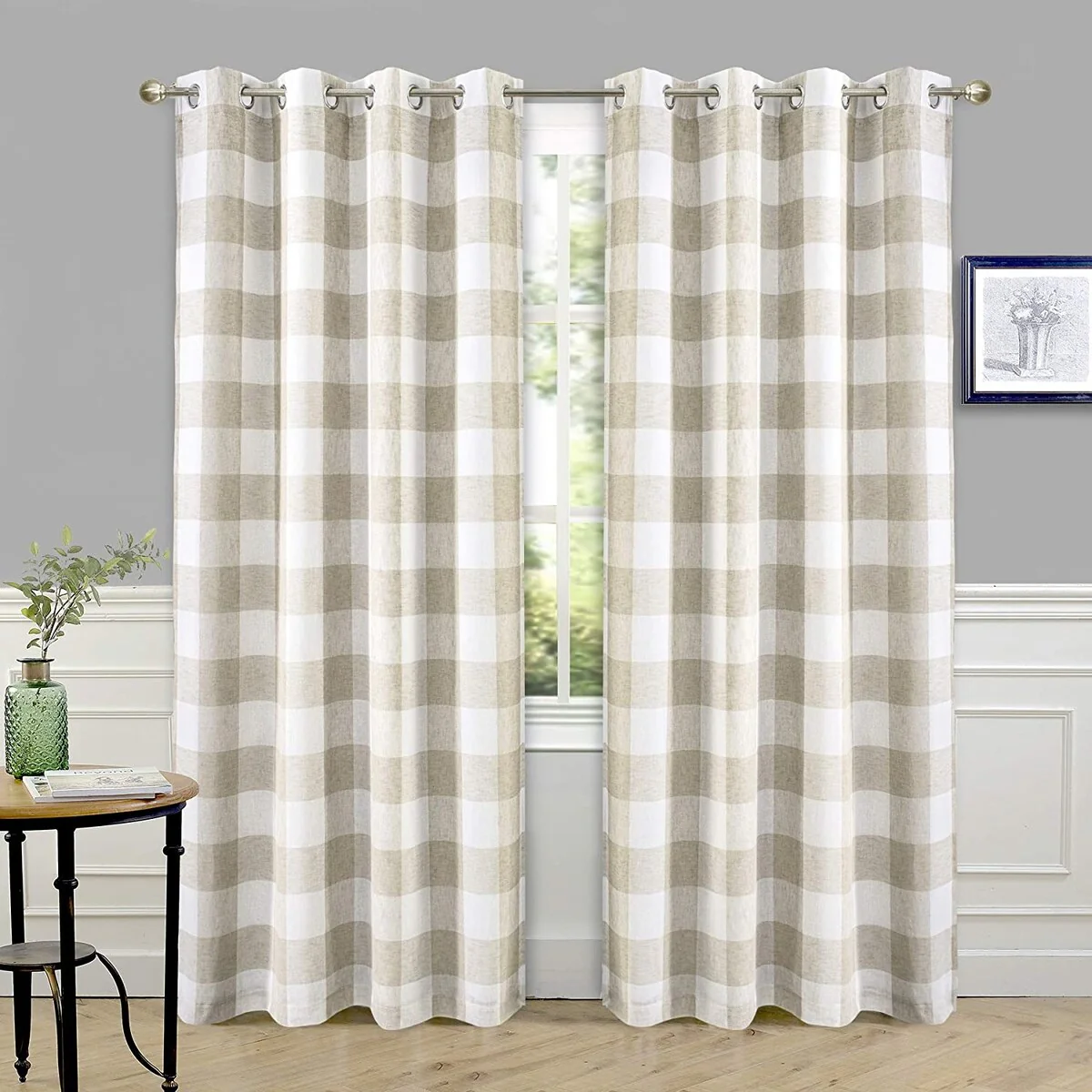 DriftAway Buffalo Check Woven Plaid Pattern Lined Blackout Thermal Insulated Window Curtain