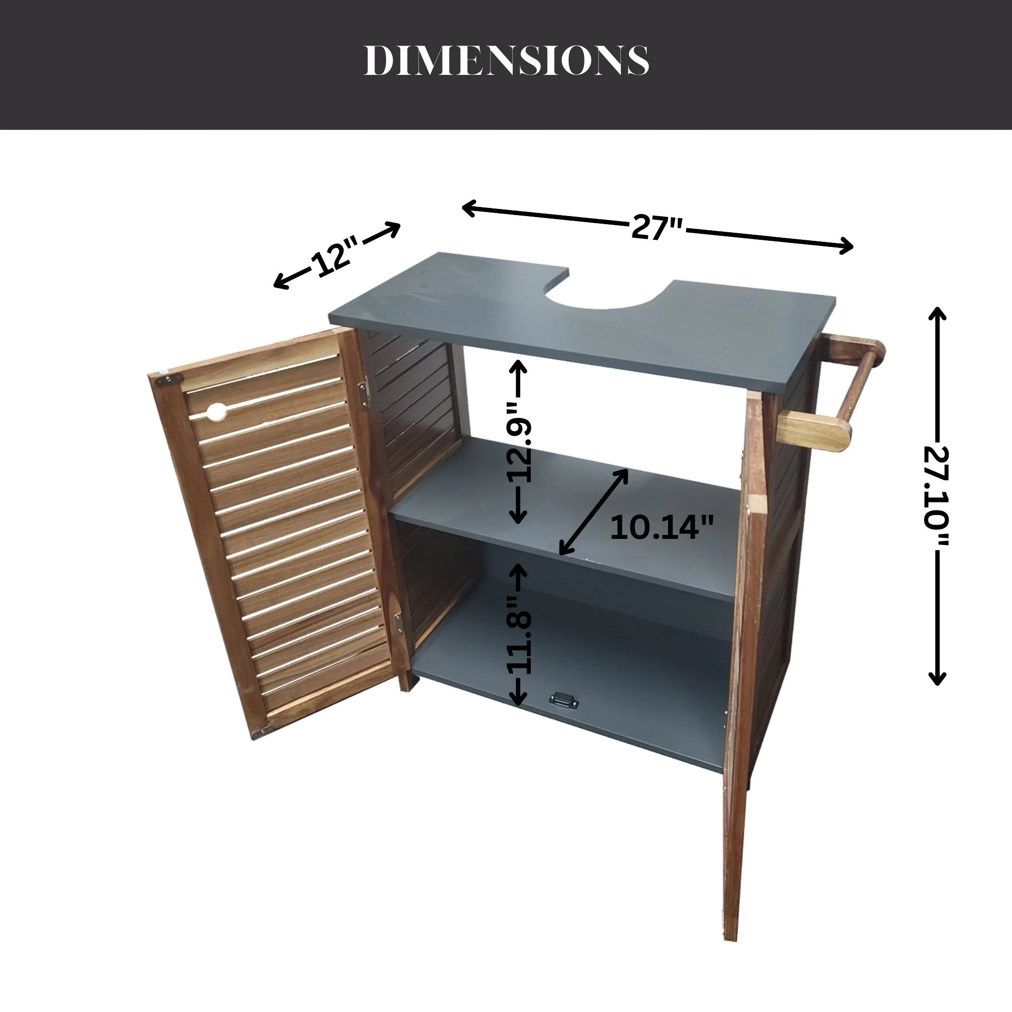 Under Sink Cabinet with U-Shaped Cut-Out with Towel Holder - 27
