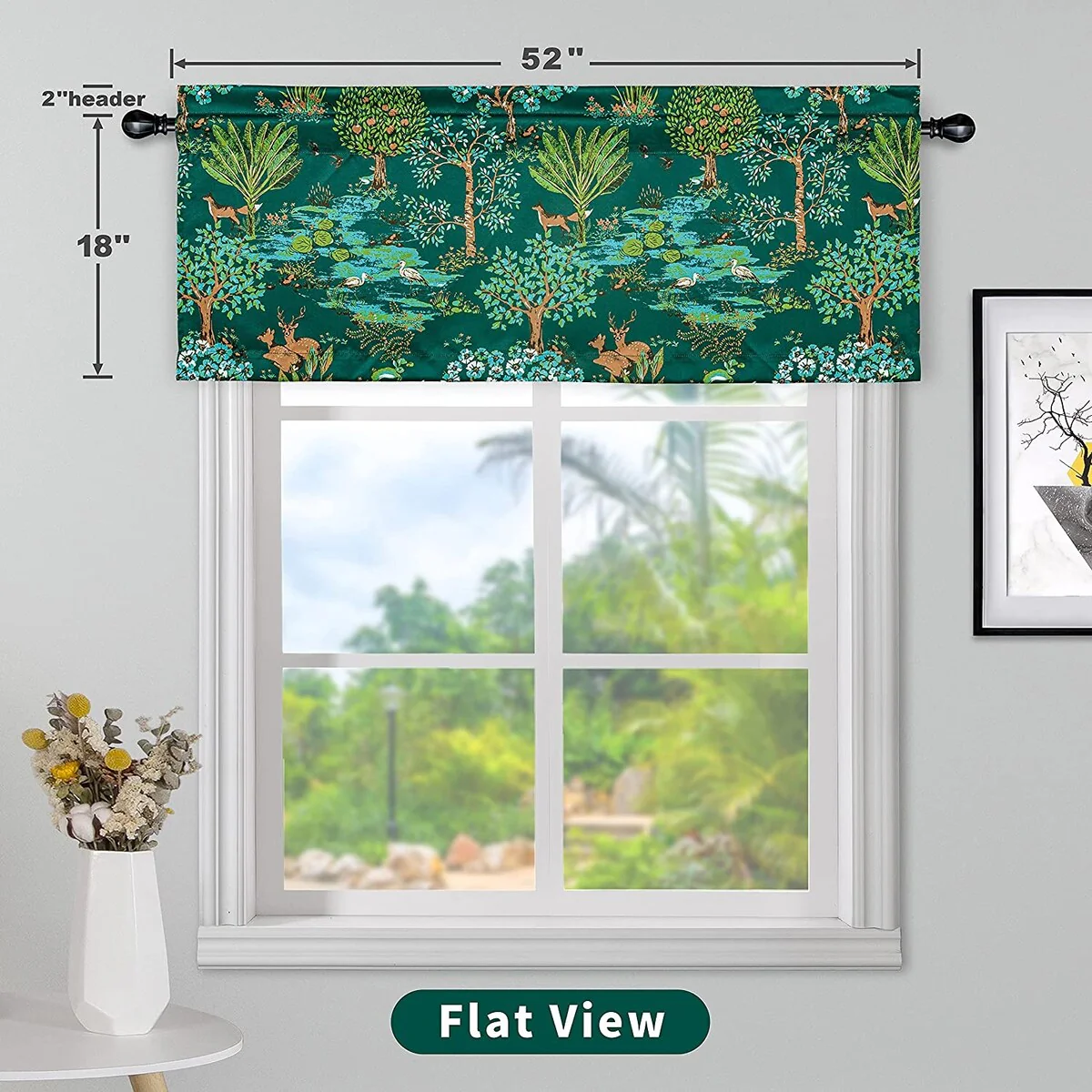 DriftAway Clara Woodland Forest Animals Printed Pattern Window Curtain Valance - 52