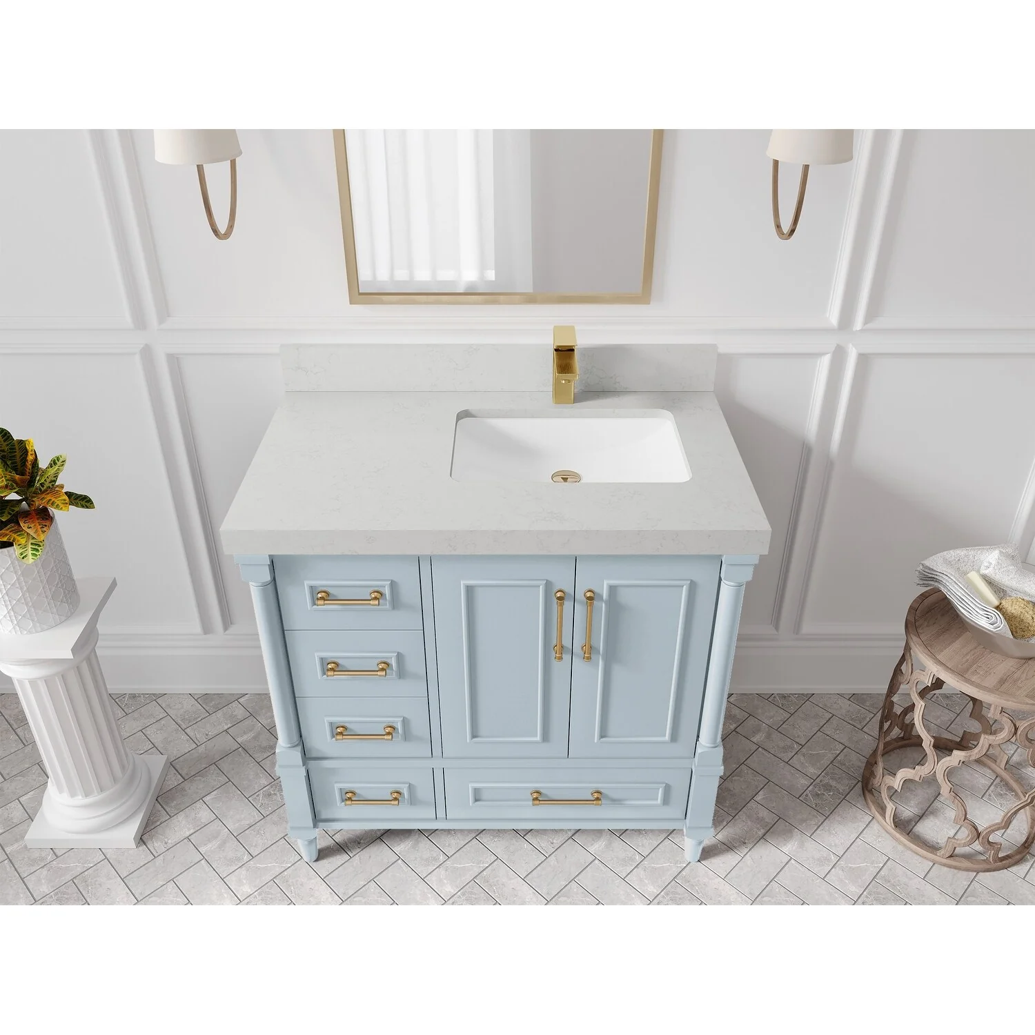 Willow Collections 36 in. W x 22 in. D Aberdeen Right Offset Sink Bathroom Vanity with Countertop