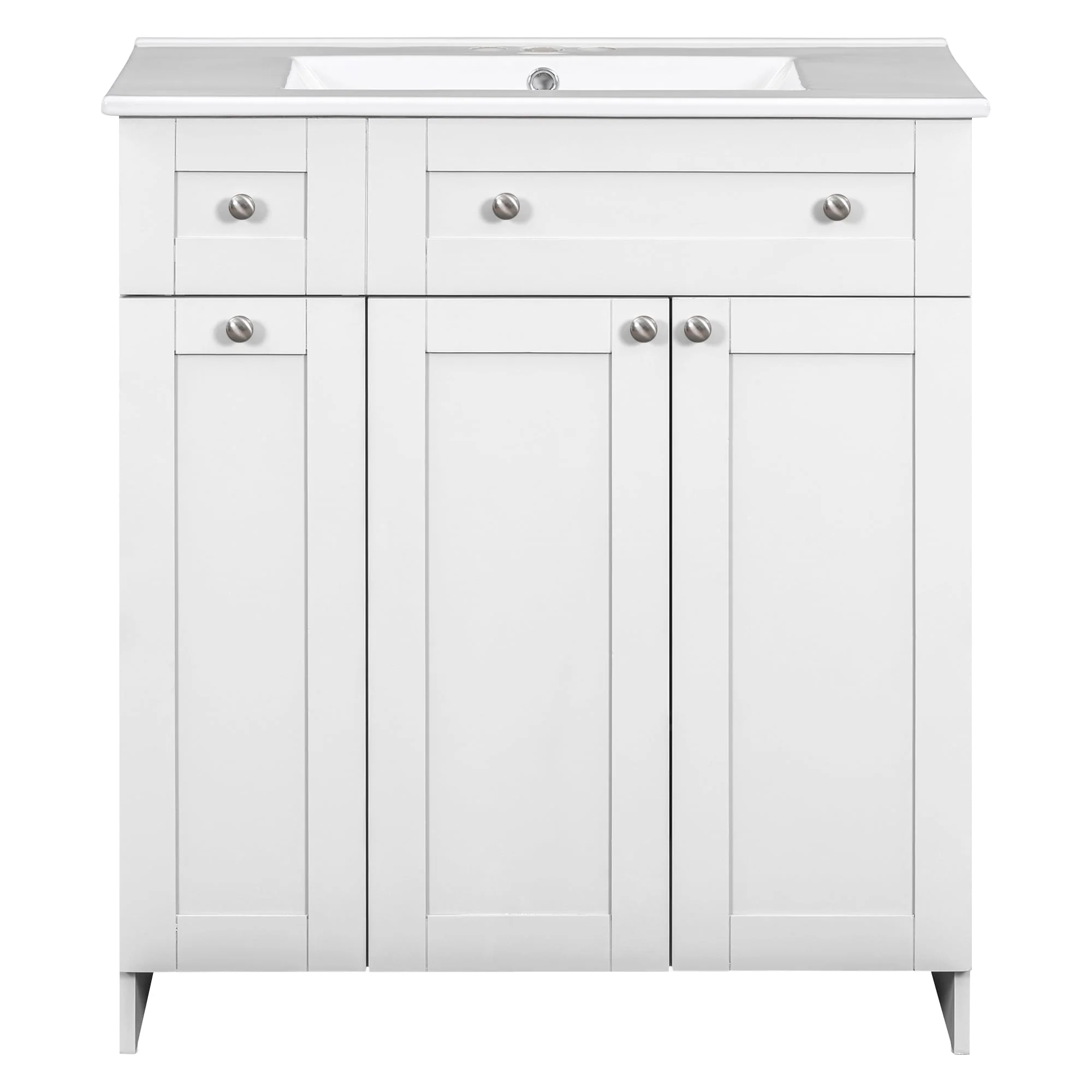 30-Inch Black Bathroom Vanity with Ceramic Sink