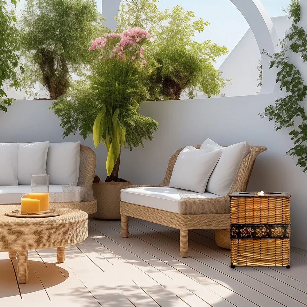 Indoor Rattan Water Fountain with LED Light for Home and Office Decor