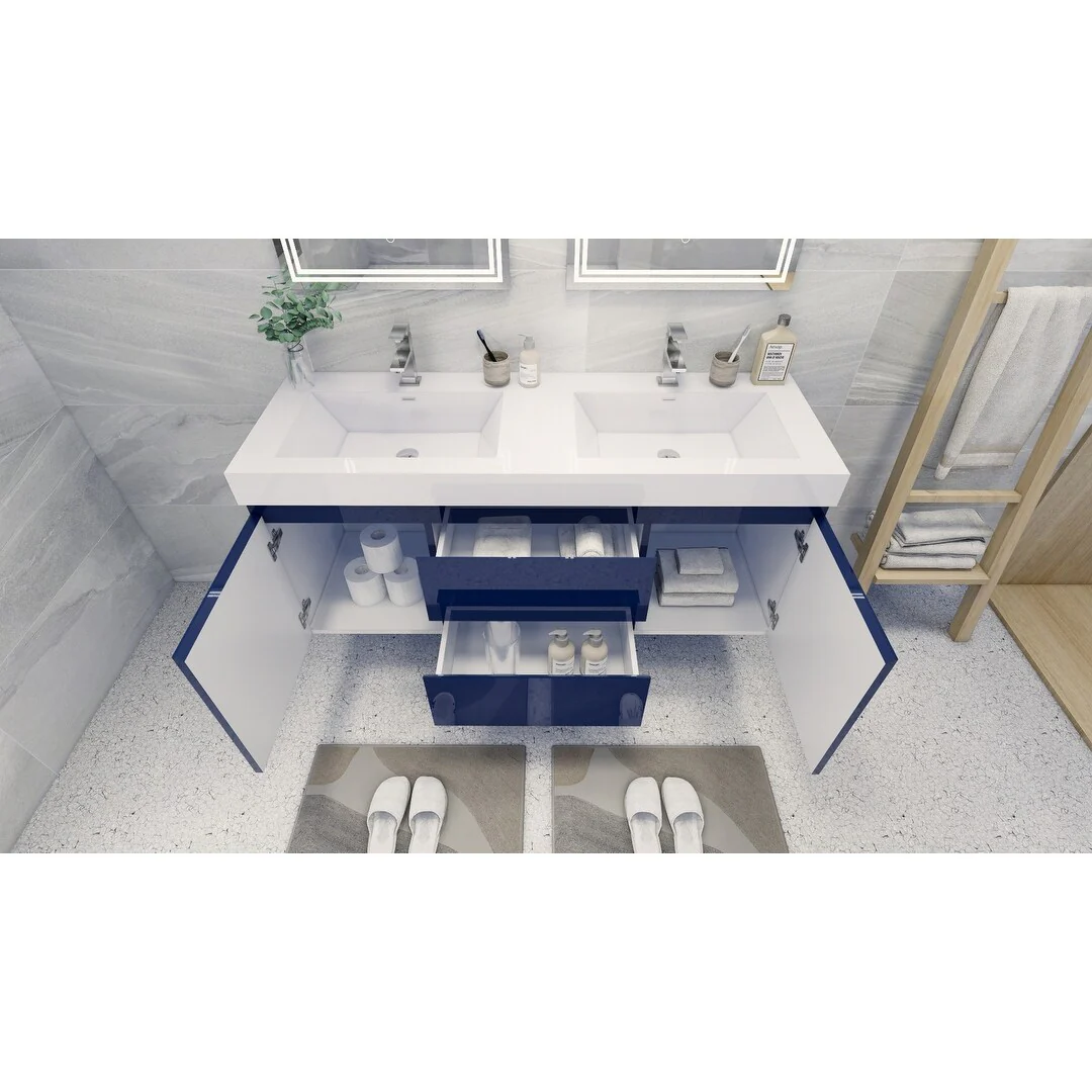 Baillie 60'' Wall-Mounted Vanity with Double Reinforced Acrylic Sink